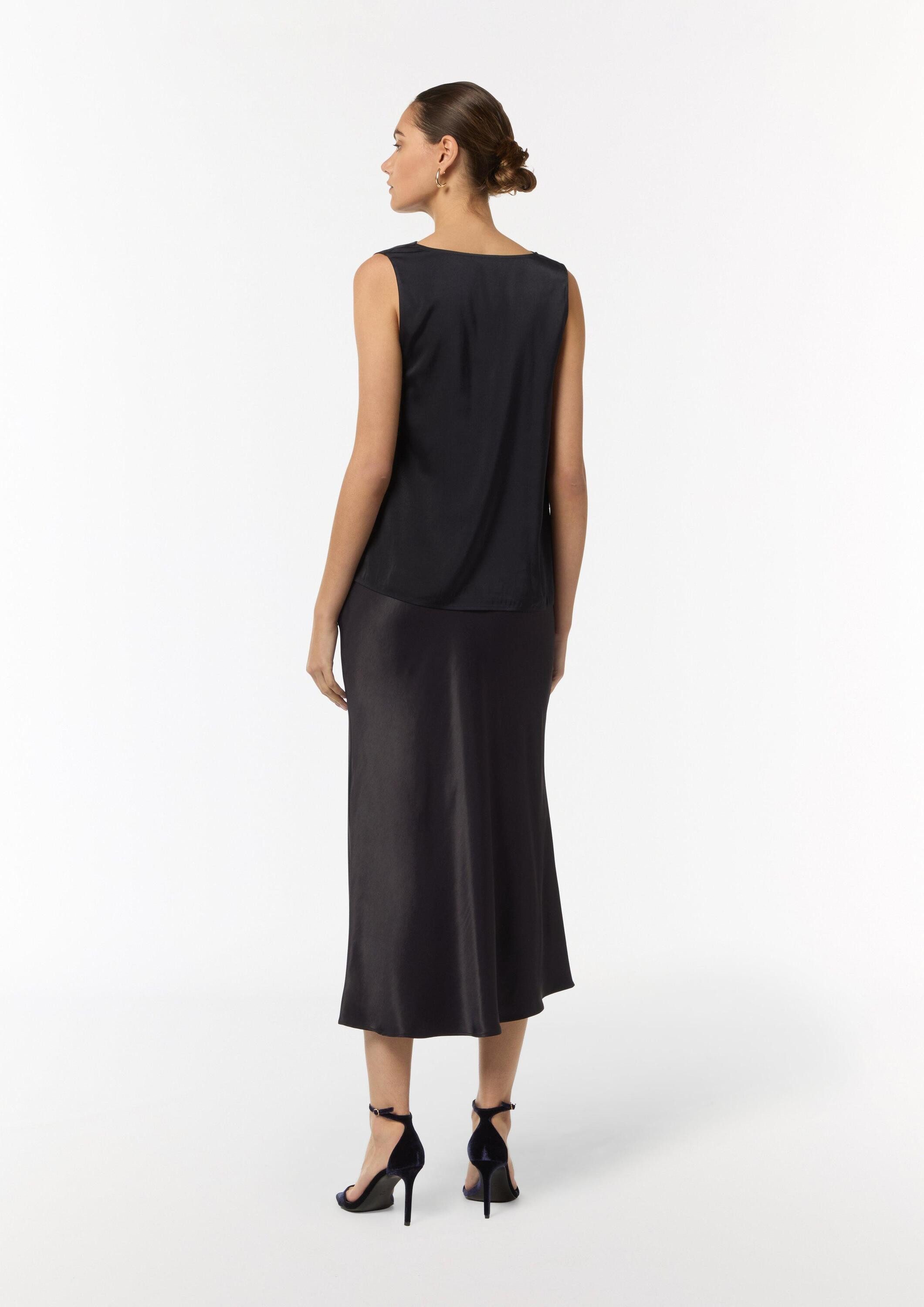 comma Blusentop Bluse Satiniertes Blusentop mit Wasserfall-Ausschnitt