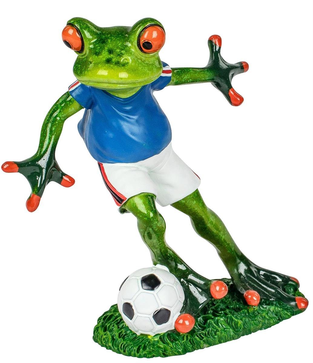 Deko-Frosch Fußballfan mit Fahne und Tröte 16 cm – dekojohnson
