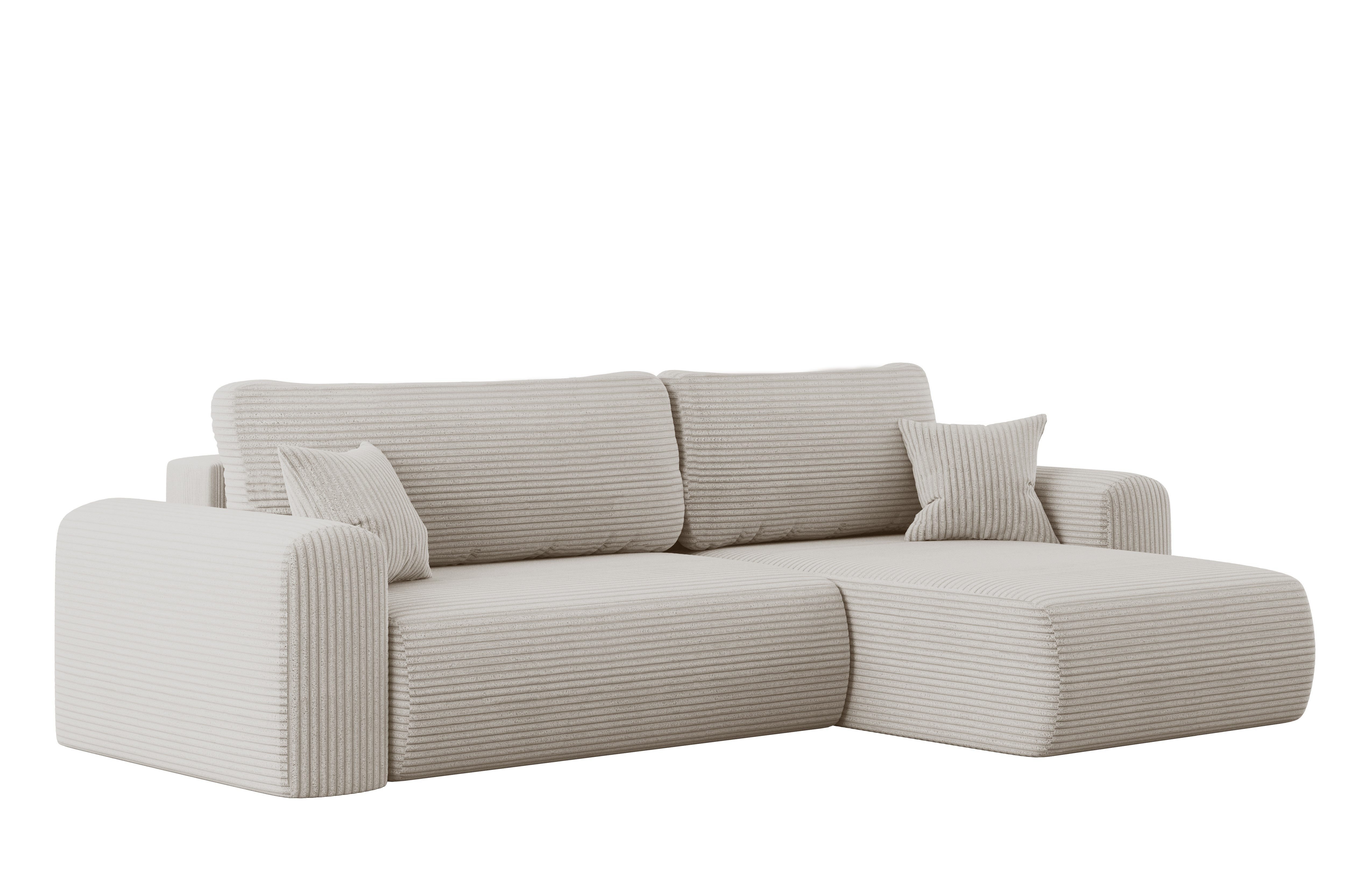 Kaiser Möbel Ecksofa mit Schlaffunktion und Stauraum für Bettzeug, Capri Stoff Poso