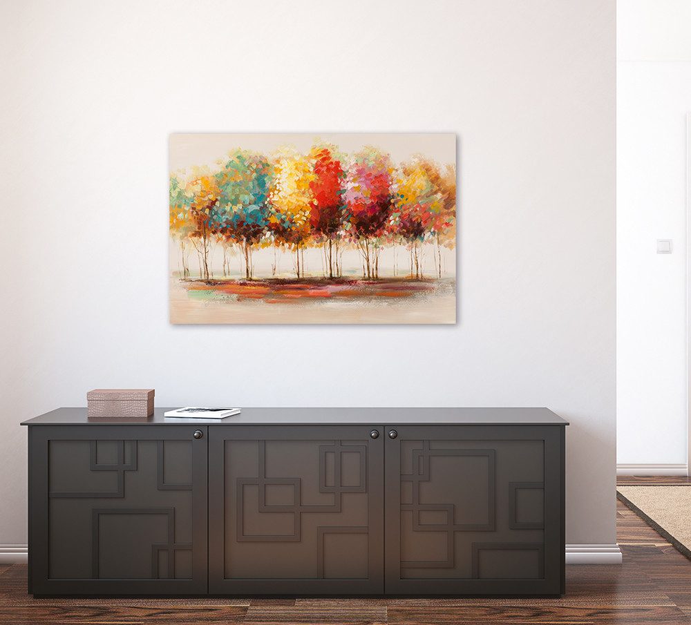 ArtUniverse Gemälde Farbenfroher Wald 80x120cm, Wald