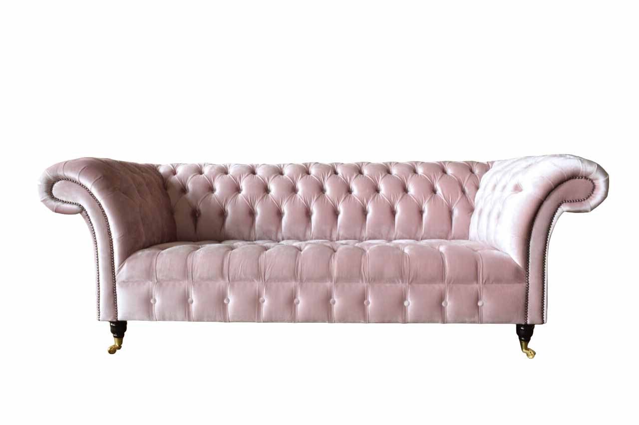 JVmoebel Chesterfield-Sofa Rosa Chesterfield Sofa 3 Sitzer für Ihr Wohnzimmer Neu, Packung, Made in Europa