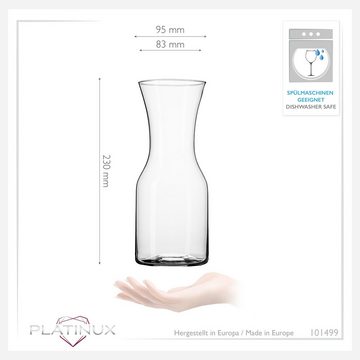 PLATINUX Karaffe Karaffe 600ml (max. 1100ml), (1 Karaffe), Wasserkaraffe Wasserkrug Glaskanne Getränkekaraffe Kanne