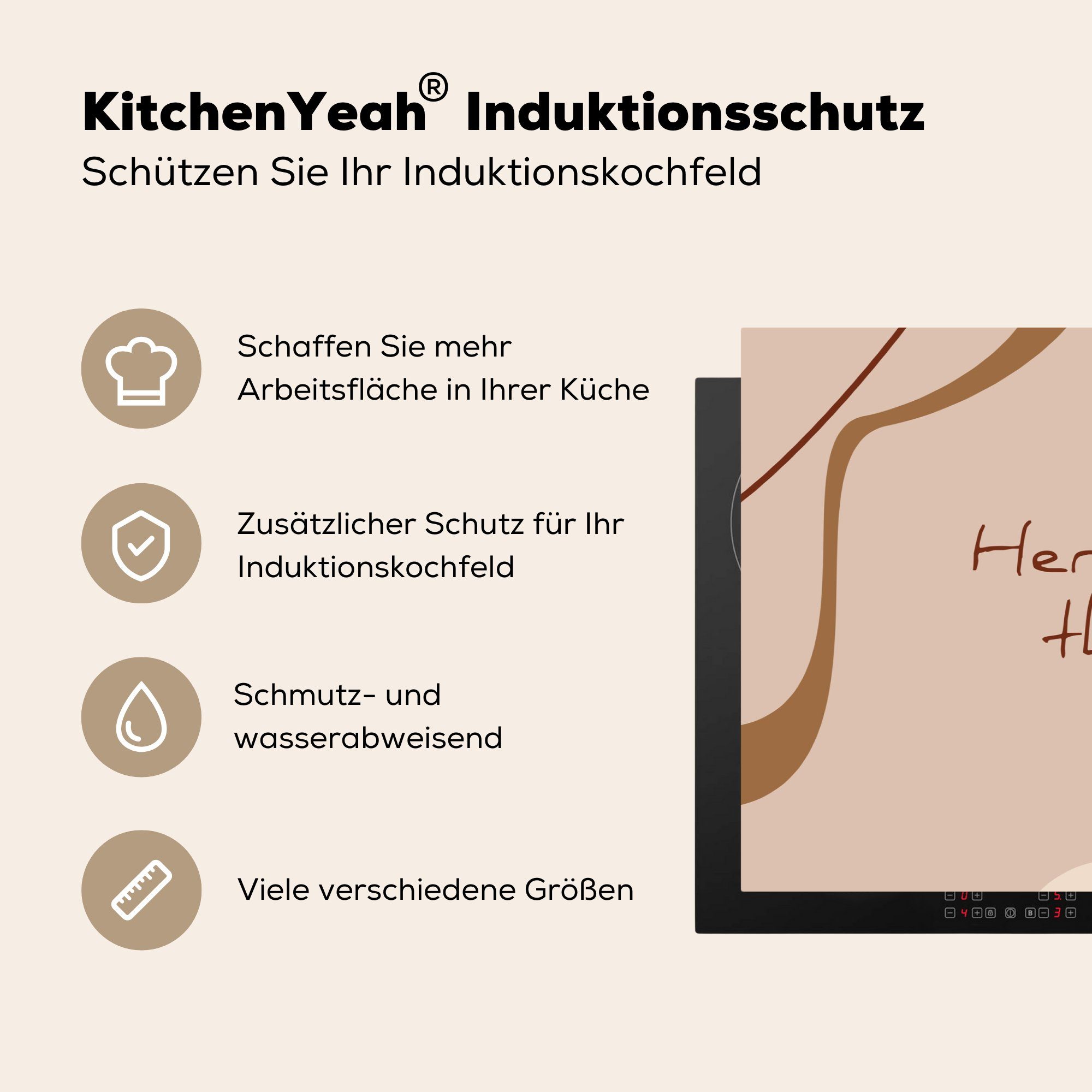 MuchoWow Herdblende-/Abdeckplatte Sommer Zitat Schutz (1 81x52 cm, küche, Pastell, - Ceranfeldabdeckung - Vinyl, die für Induktionskochfeld tlg)