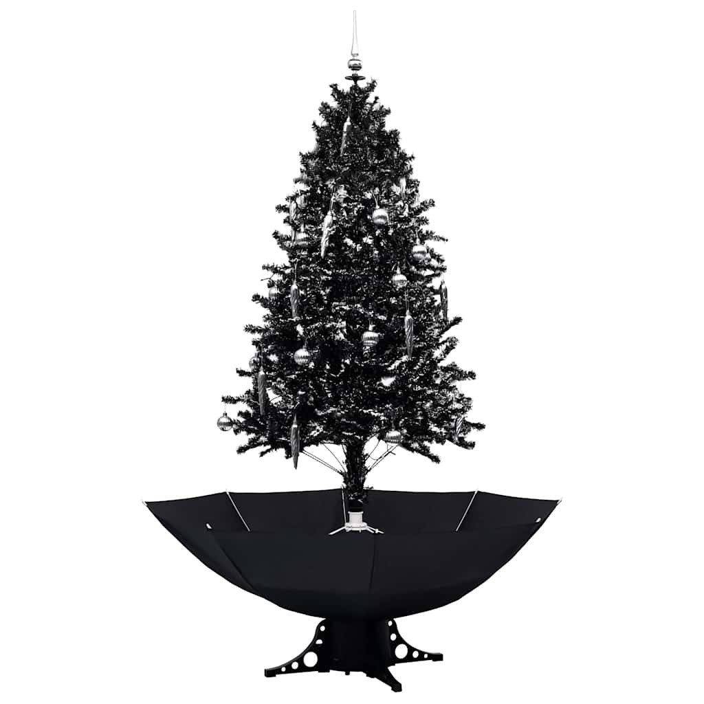furnicato Künstlicher Weihnachtsbaum Schwarzer künstlicher Weihnachtsbaum 190 cm mit LED-Lichtern und fall