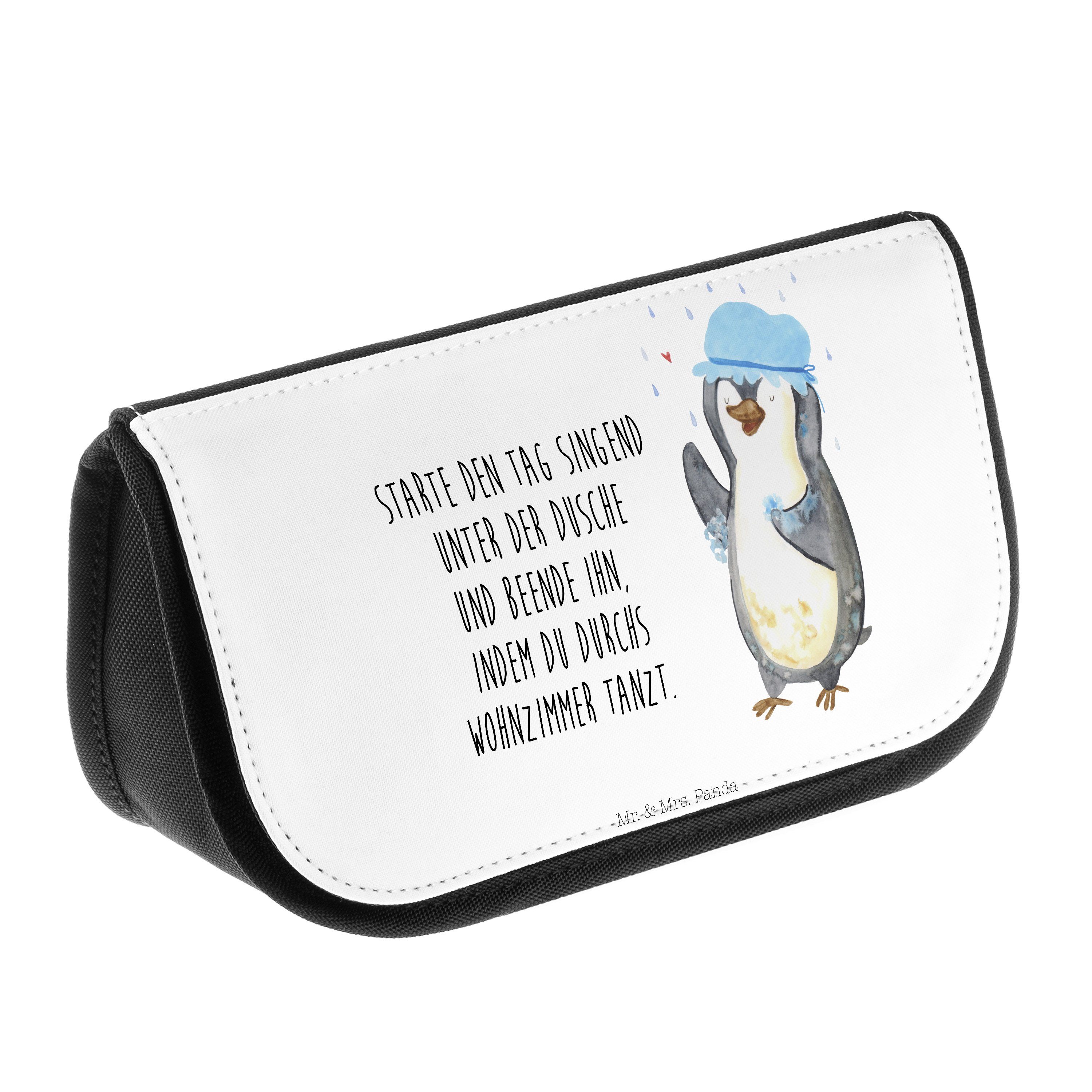 Pinguin duscht Kosmetiktasche Dusche, Panda Weiß Kosmet (1-tlg) & duschen, Geschenk, - Mr. Mrs. - Motivation,