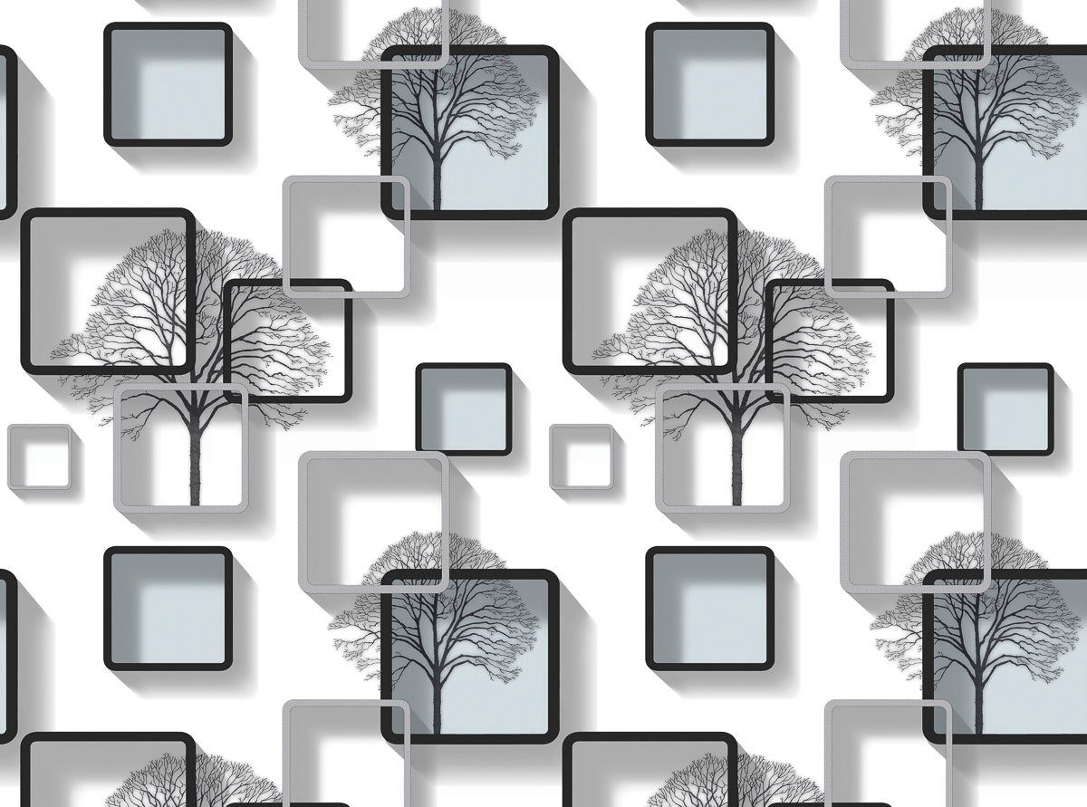 Papermoon Fototapete Muster mit Bäumen | Fototapeten