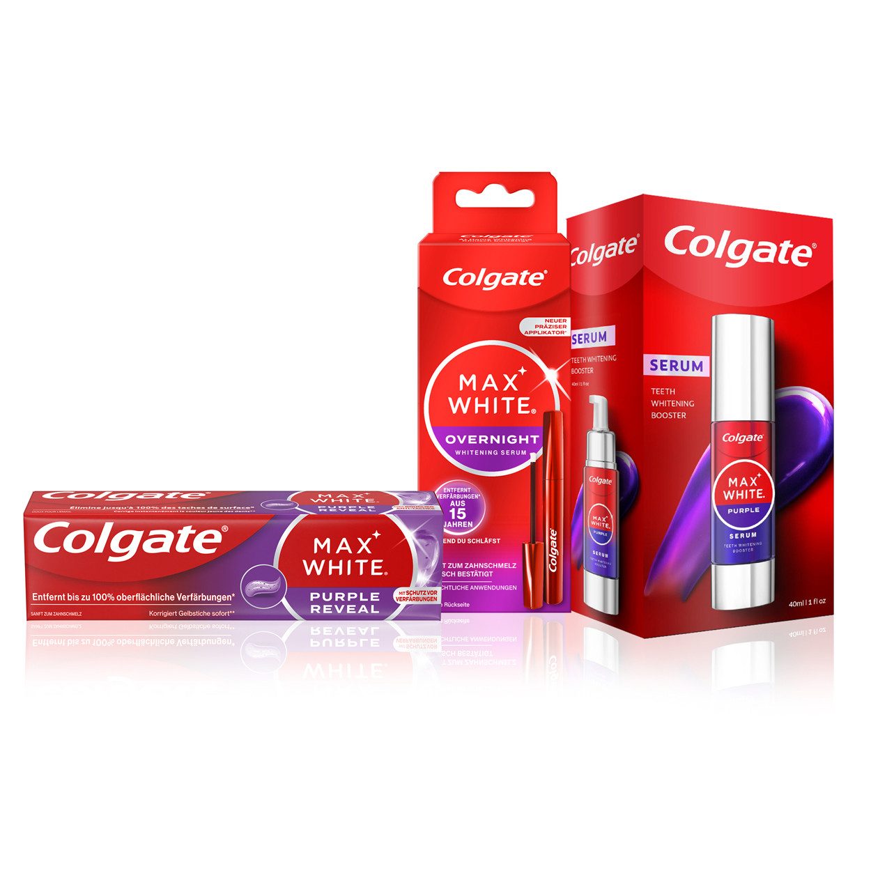 Colgate Zahnbleaching-Kit Max White Midnight Magic Purple Routine Advanced Whitening Set 3teilig, Sofortige optische Farbkorrektur