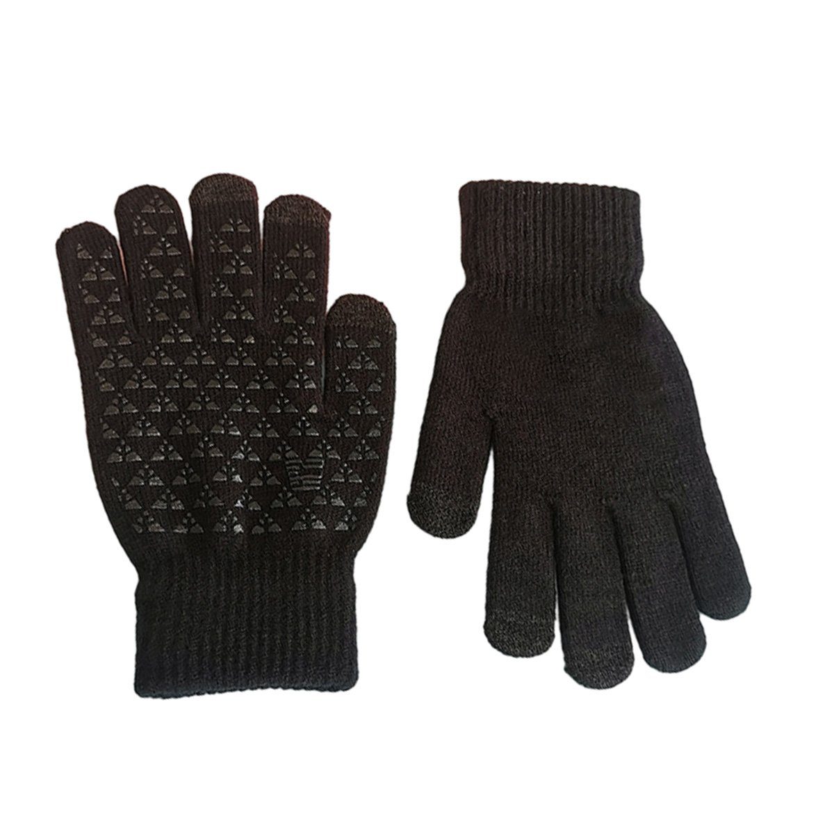 JedBesetzt Strickhandschuhe Winterhandschuhe Touchscreen Handschuhe Strick Fingerhandschuhe Schwarz
