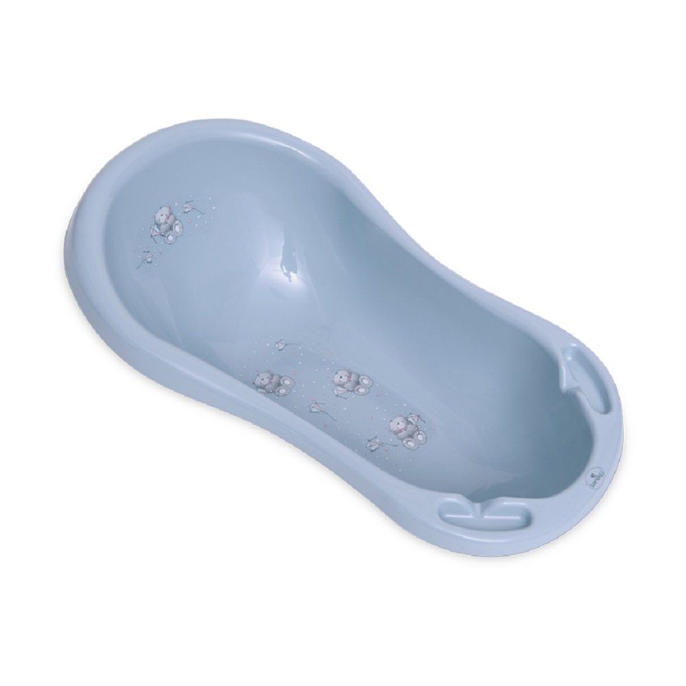 Lorelli Babybadewanne Babybadewanne 84 ab Form, hellblau ergonomische cm Geburt Ablagefächern