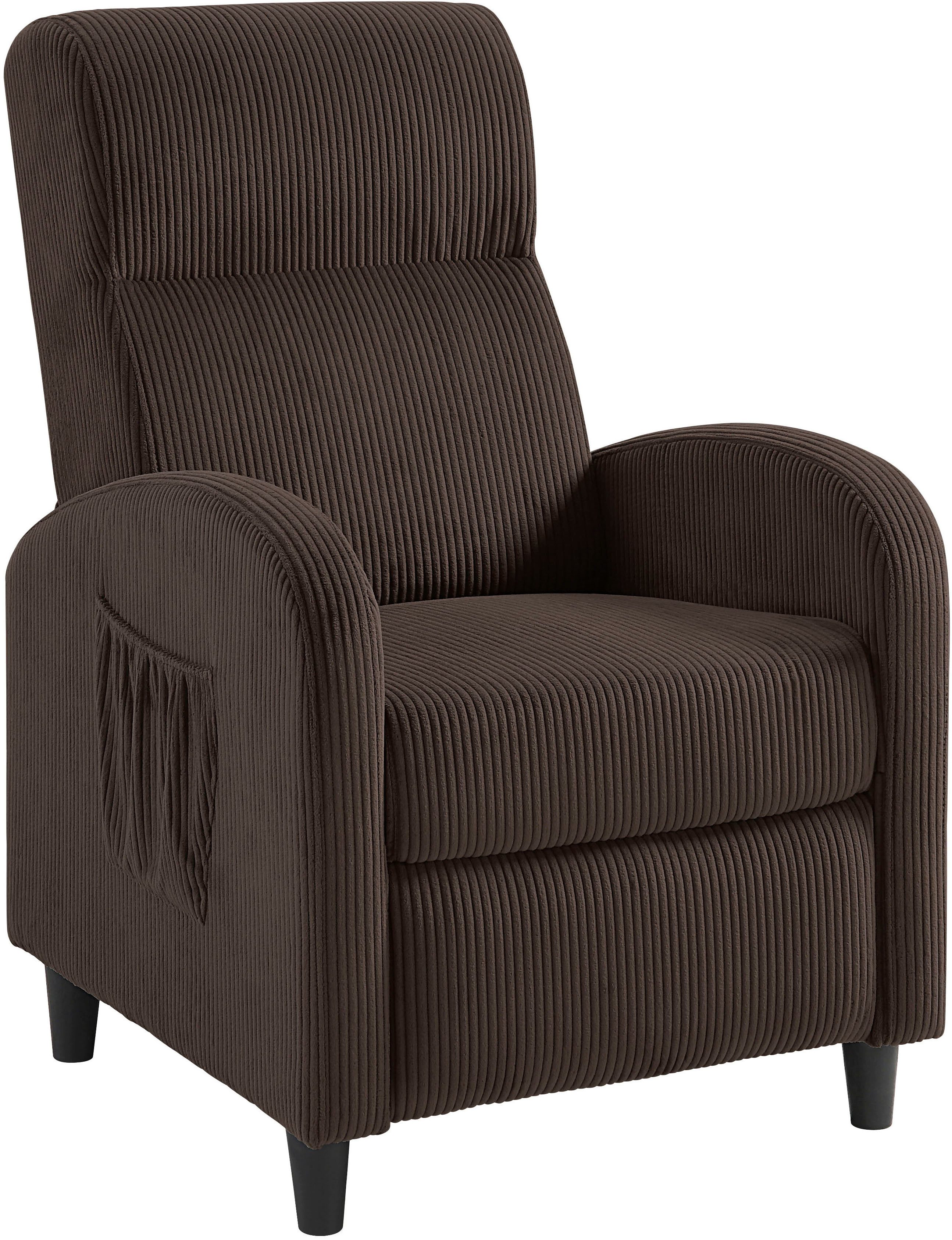 ATLANTIC home collection Relaxsessel Tom, mit Relaxfunktion, inklusive seitlicher Tasche, TV-Sessel mit Funktion