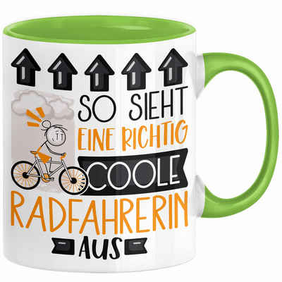 Trendation Tasse Radfahrerin Geschenk Tasse Lustig Geschenkidee für Radfahrerin Geburts