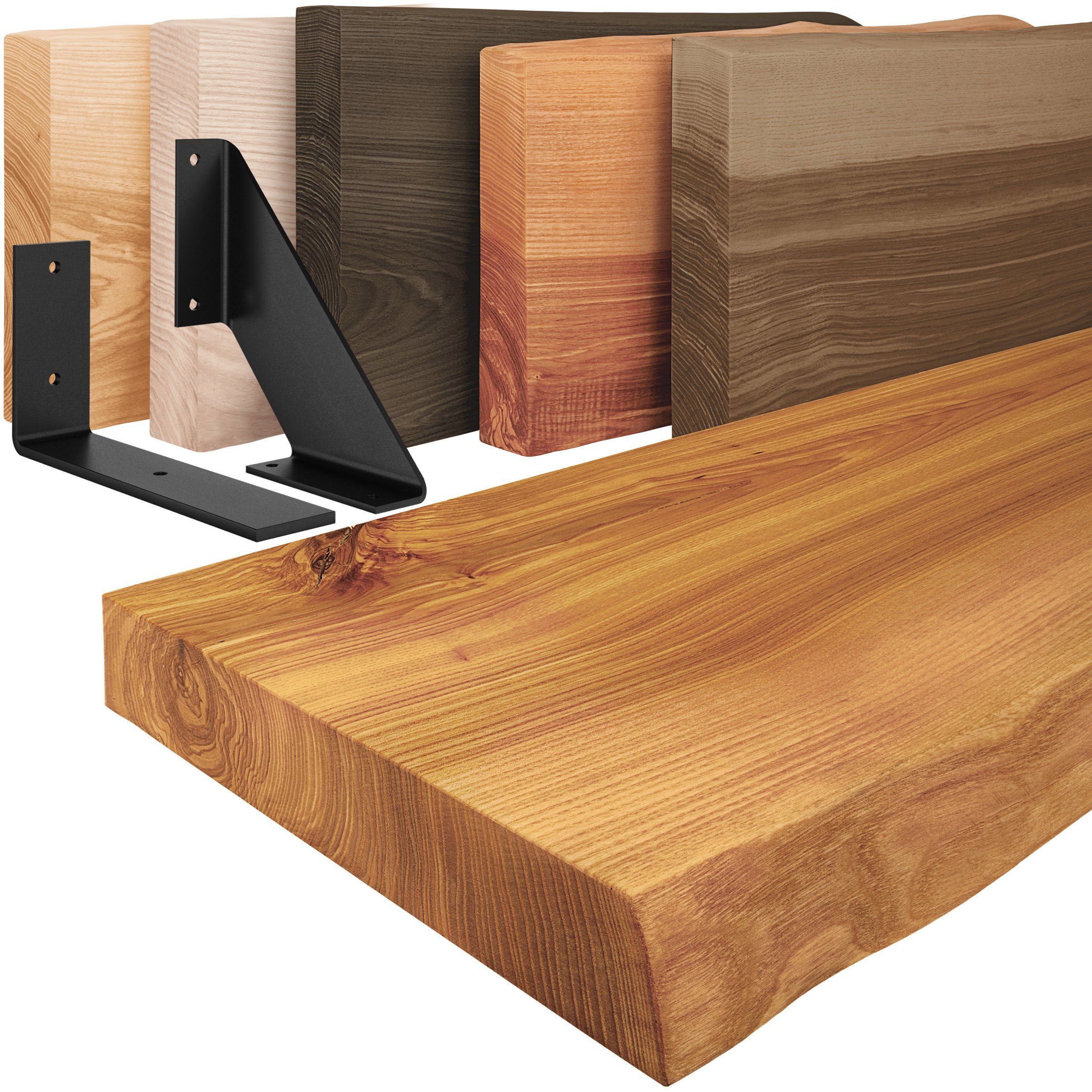LAMO Manufaktur Wandregal Holz Baumkante Regal günstig online kaufen