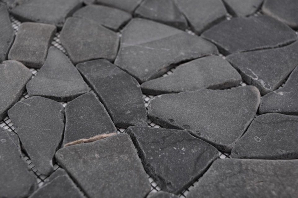 Marmormosaik / Mosani Matten matt 10 Mosaikfliesen schwarz Mosaikfliesen Bruch