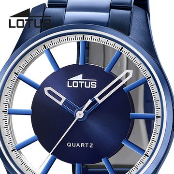 Lotus Chronograph Lotus Herrenuhr Edelstahl blau Lotus, (Chronograph), Herren Armbanduhr rund, groß (ca. 41,5mm), Edelstahl
