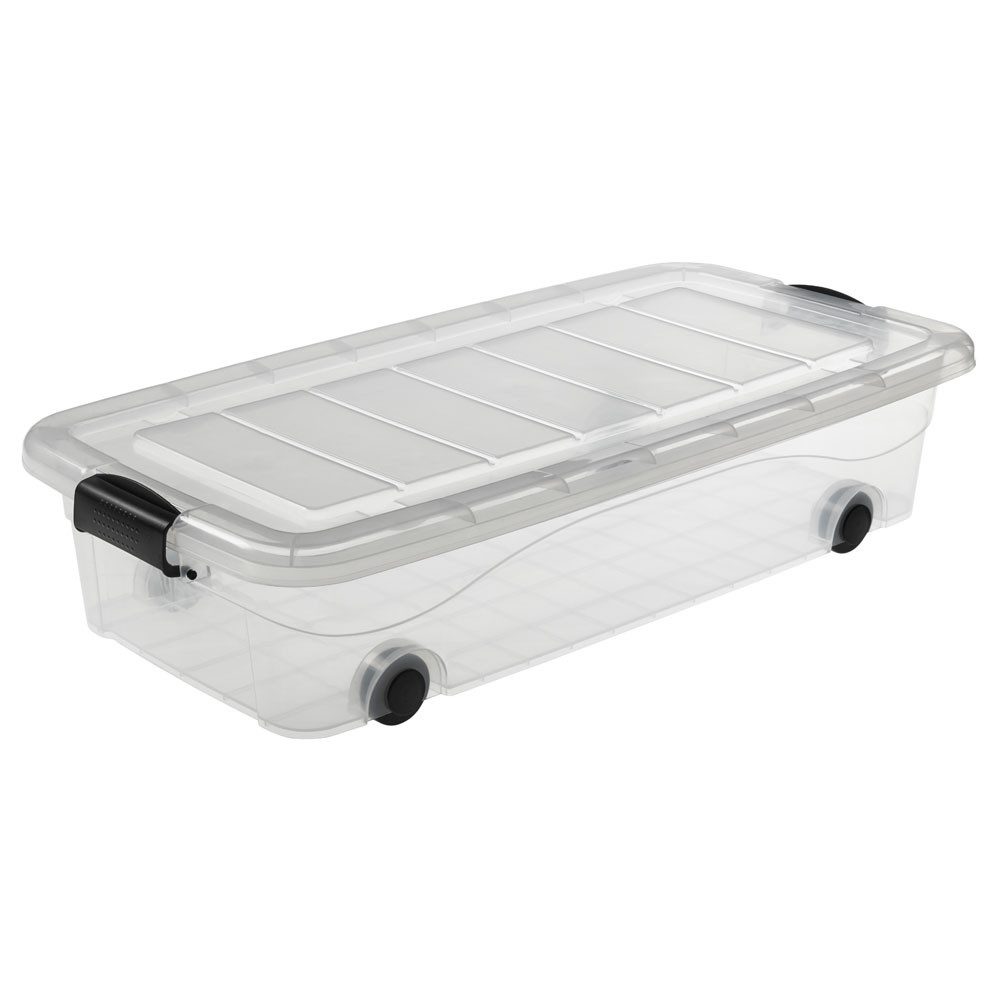 Logiplast Aufbewahrungsbox Aufbewahrungsbox 30 l mit Rädern und Deckel, transparent, 780 × 394 ×