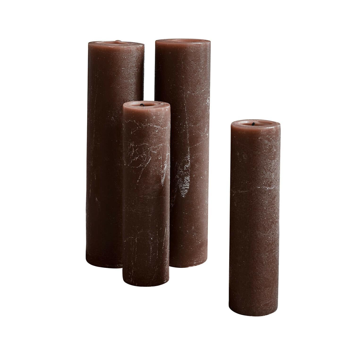 Mirabeau Stumpenkerze Kerze 4er Set Avinal dunkelbraun (4er Set, 4er Set)