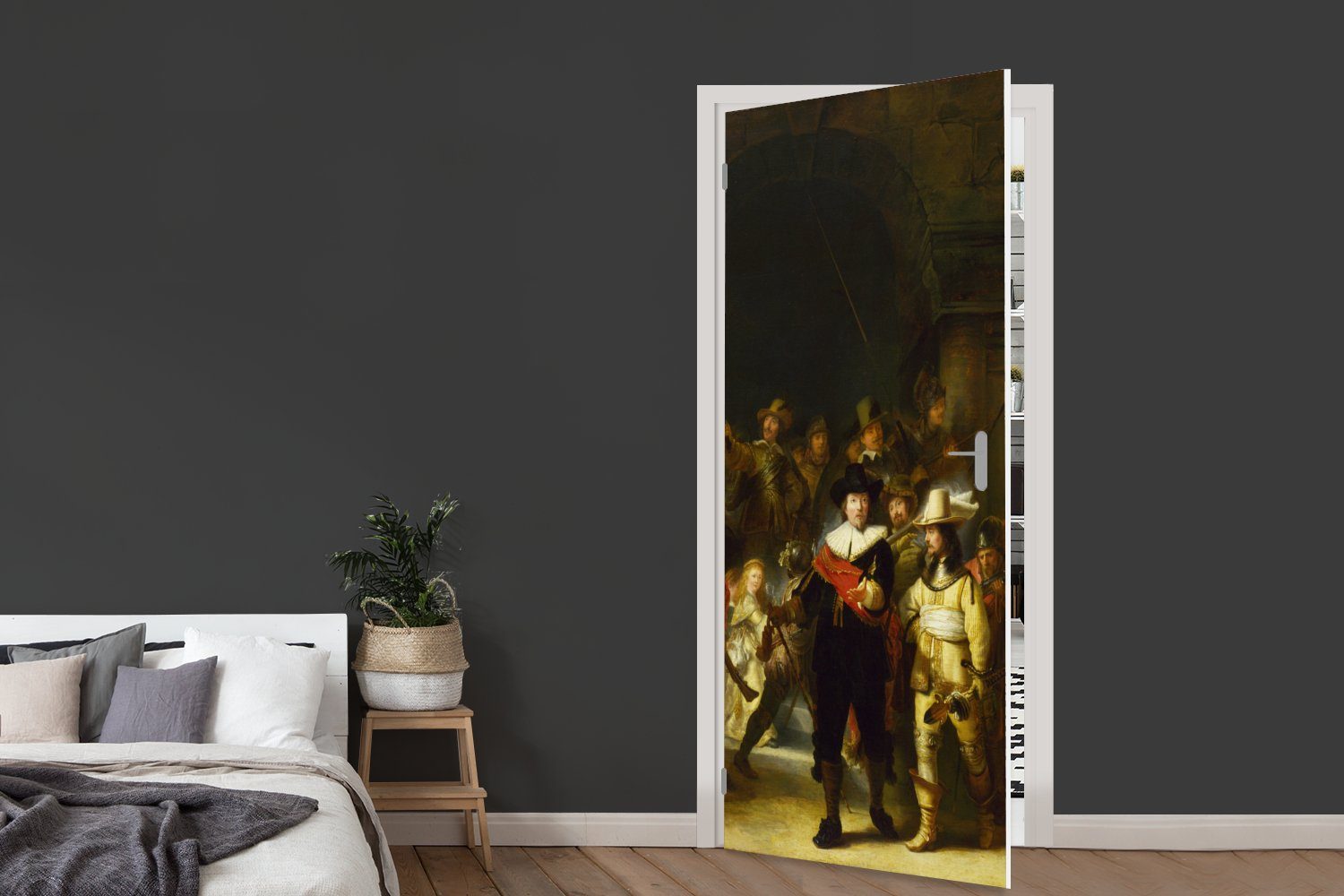 cm van für Tür, Nachtwache (1 MuchoWow Die 75x205 Türtapete - St), Türaufkleber, Matt, Rijn, bedruckt, Fototapete Rembrandt
