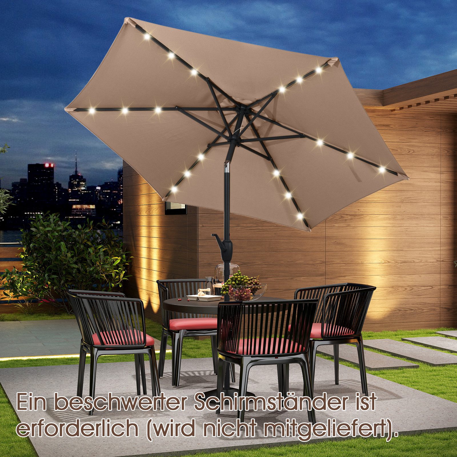 KOMFOTTEU Sonnenschirm, Terrassenschirm mit Lichtern, 6 günstig online kaufen