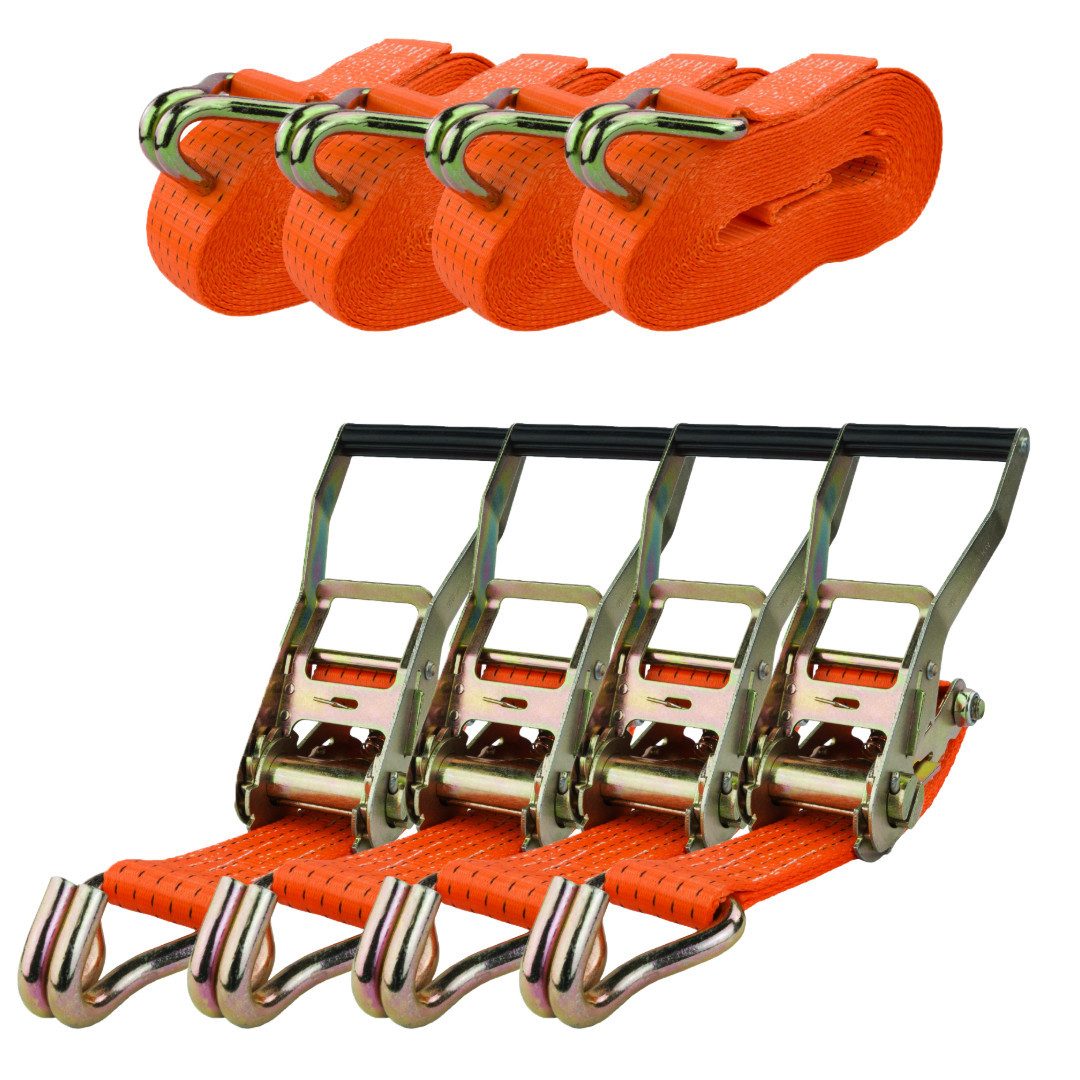 MCS CARGO SECURITY Zurrgurt Spanngurt, 5000kg, 8m, 4er Set, Zurrgurte für Ladungssicherung, orange (4-St)