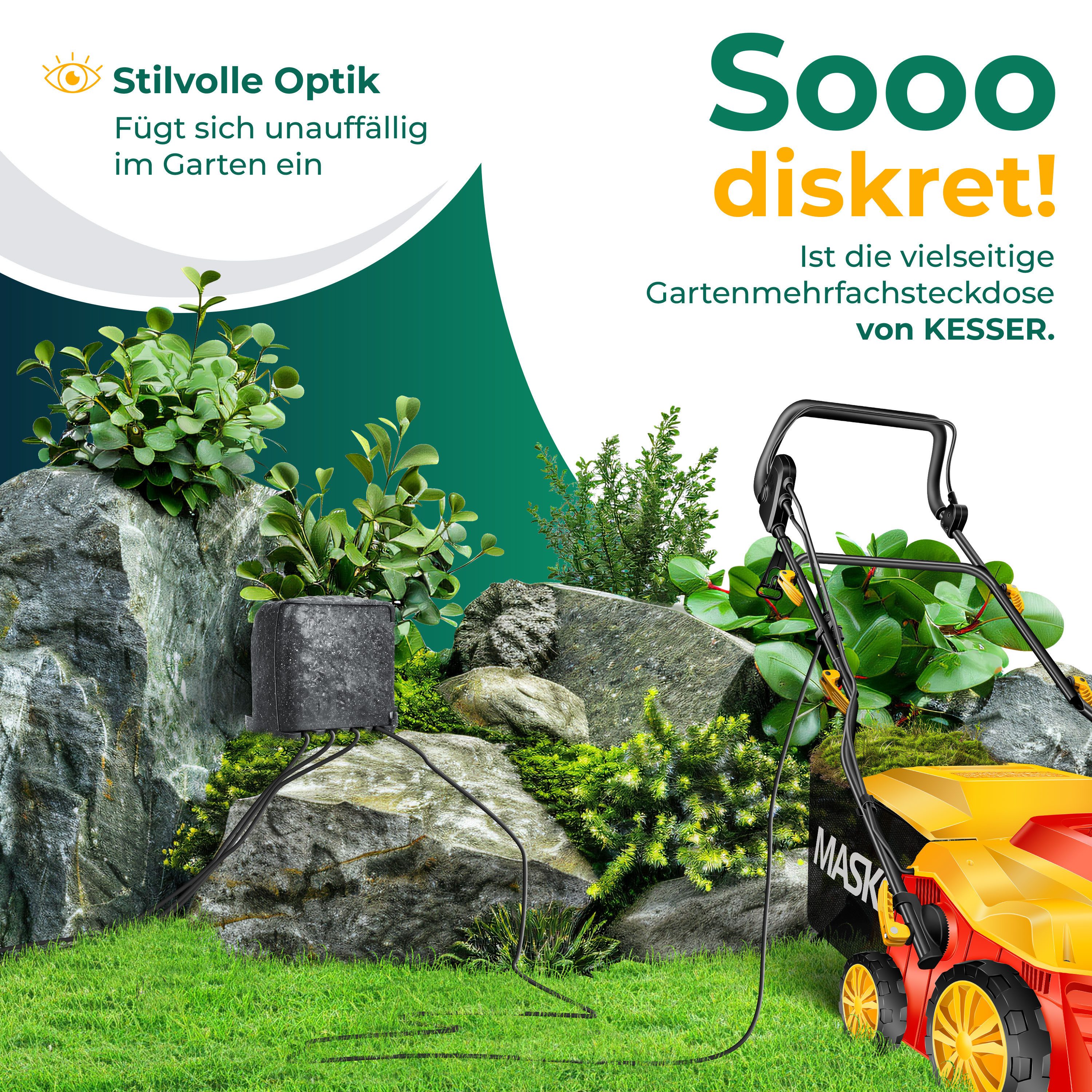 KESSER Gartensteckdose, Gartensteckdose Steinoptik mit Steckplätzen mit WiFi Fun