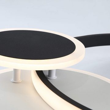 ZMH LED Deckenleuchte Modern 3 Ring Design in Schwarz und Weiß 39W 44cm, dimmbar mit Fernbedienung, LED fest integriert, warmweiß-kaltweiß