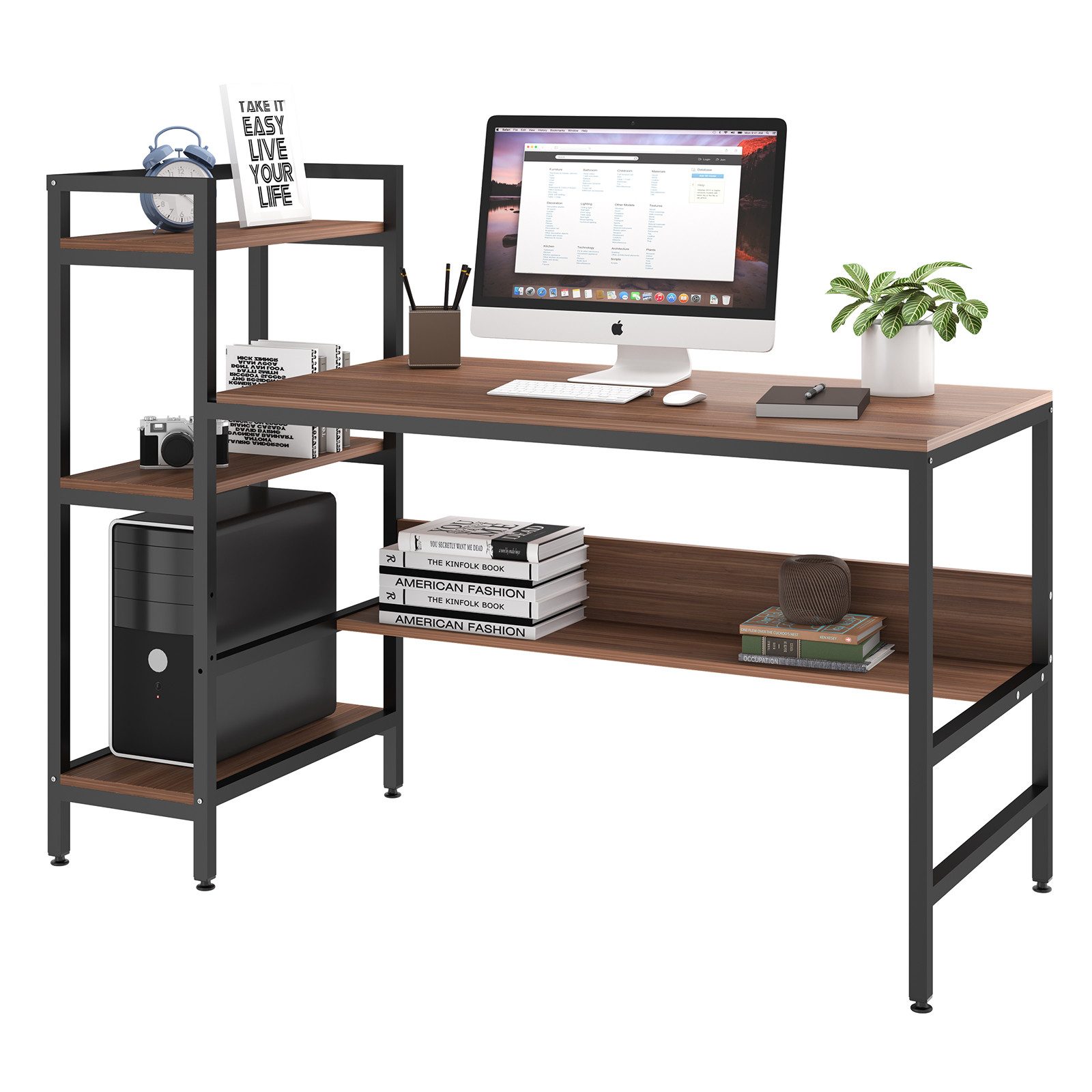 NAIMP Computertisch Schreibtisch mit Ablage Bürotisch günstig online kaufen