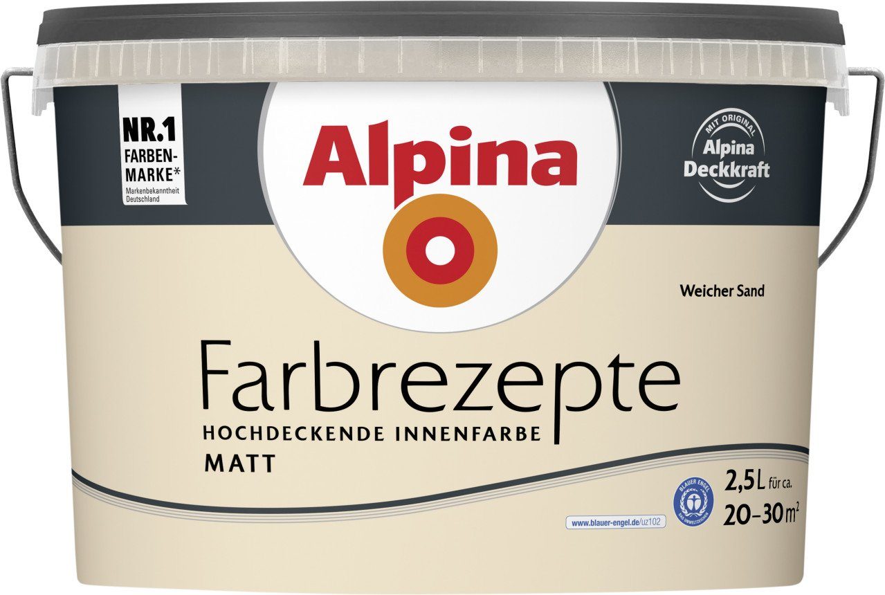 Wandfarbe Alpina Farbrezepte Weicher Sand matt 2,5 L