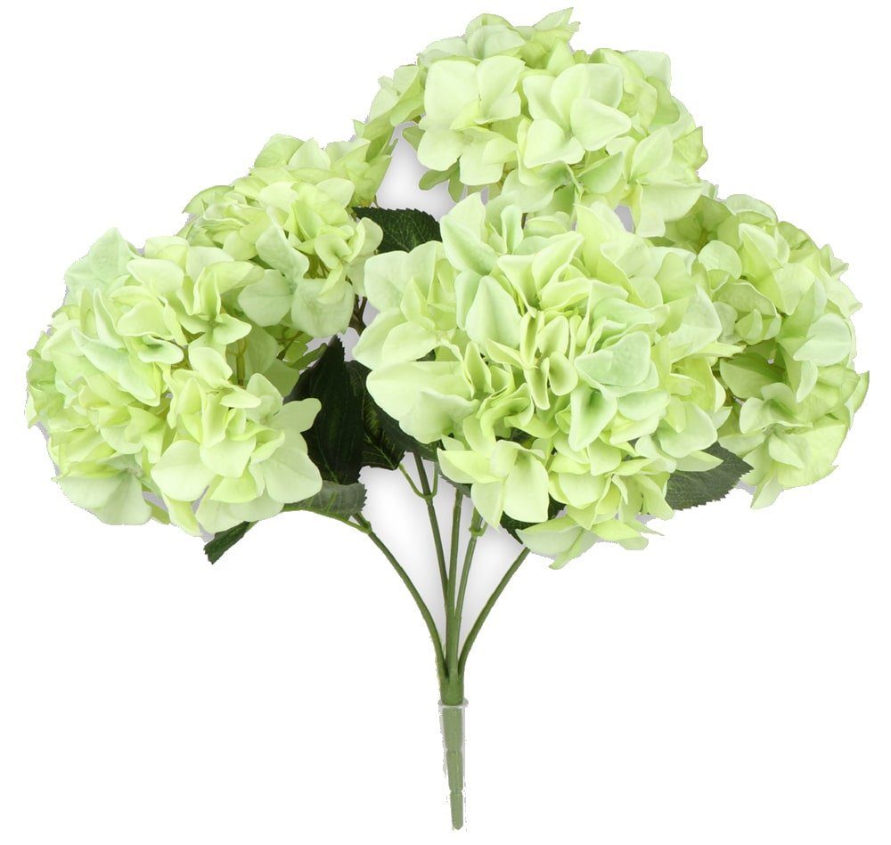 Kunstblume Hortensien Blüten Kunstblumen 1 Bund 5 Blüten Ø 18 cm hellgrün Hortensien, matches21 HOME & HOBBY, Höhe 45 cm