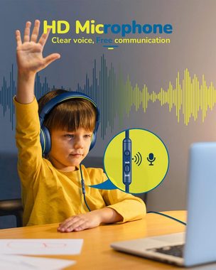 awatrue Universelle 3,5-mm-Kompatibilität Kinder-Kopfhörer (85/94 dB Regelung sorgt für sicheres Hören und unterstützt die Entwicklungmit Einzigartige Cortex-Ohrmuscheln, Sicherheit & Komfort,mit Lautstärkeregelung,Ohrmuscheln &Langlebigkeit)