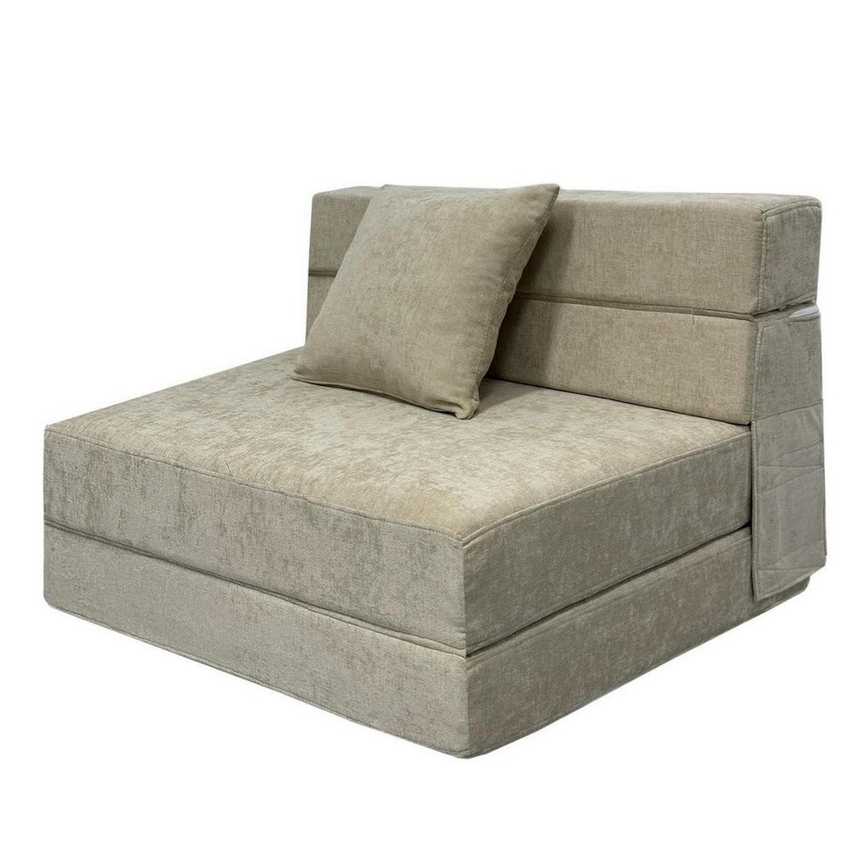 LuxusKollektion Schlafsofa Schlafsessel Klappbar Schlafsofa Memoryschaum Beige 100 x 190 cm, Schlaf Couch