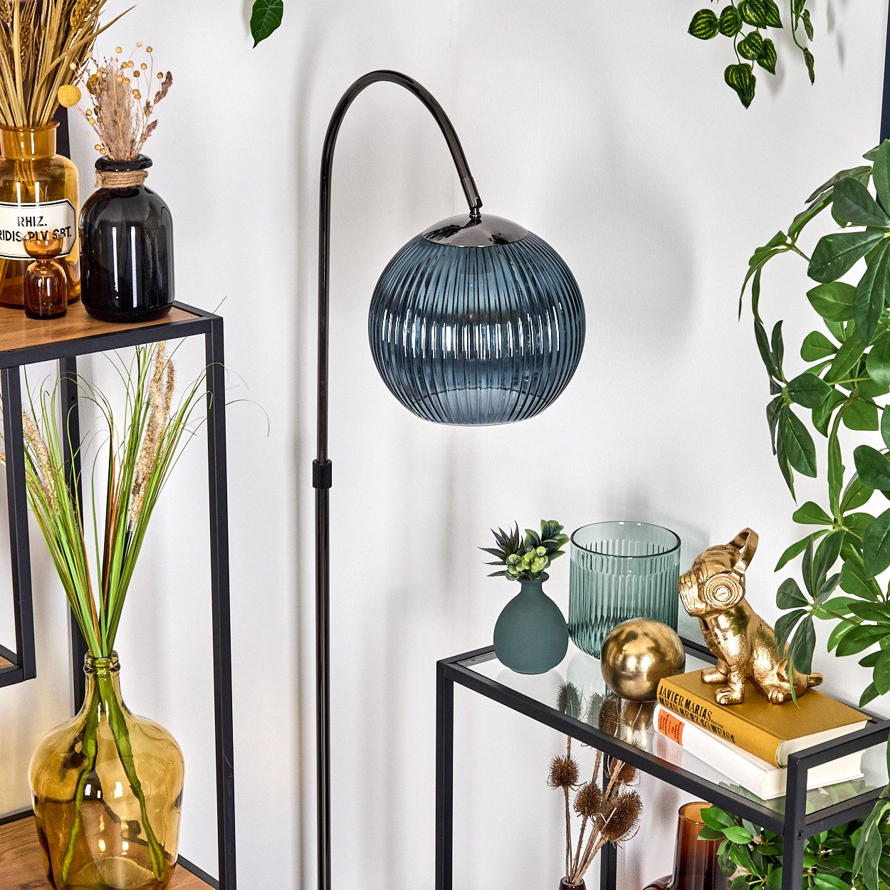 hofstein Stehlampe Stehlampe aus Metall/Riffelglas in günstig online kaufen