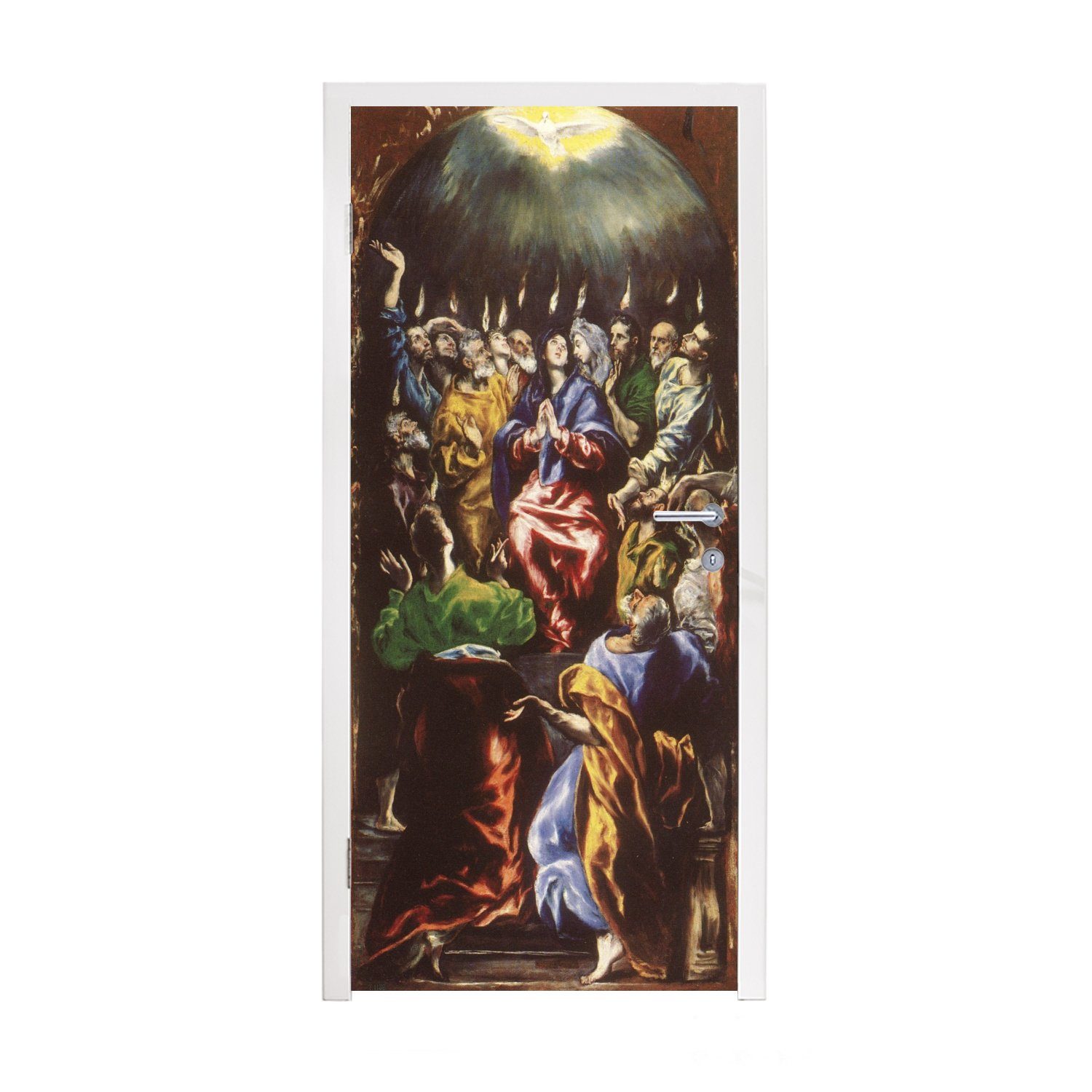 MuchoWow Türtapete Pfingsten - El Greco Gemälde, Matt, bedruckt, (1 St), Fototapete für Tür, Türaufkleber, 75x205 cm