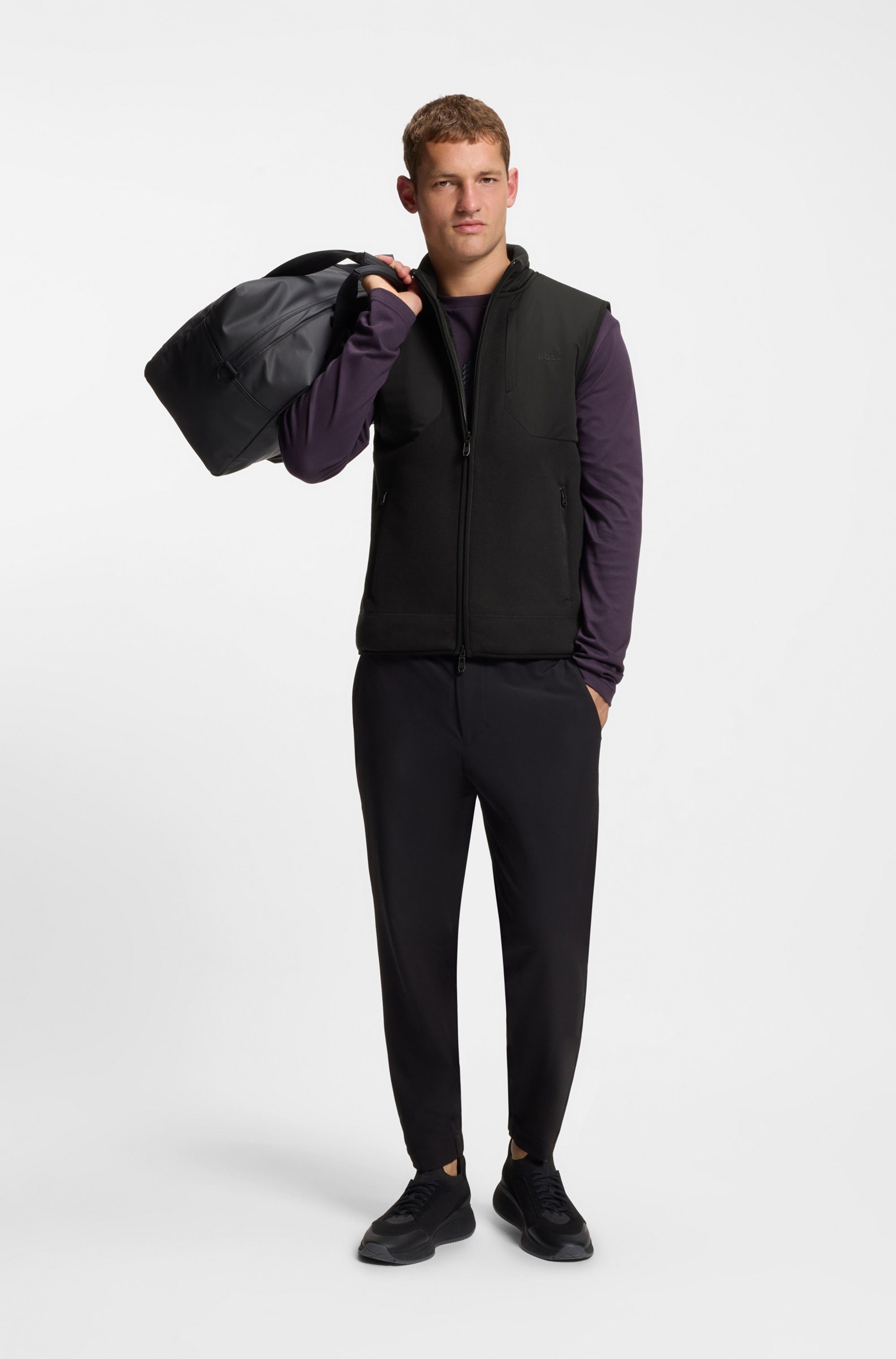 BOSS GREEN Fleeceweste Stehkragen, Relaxed Fit
