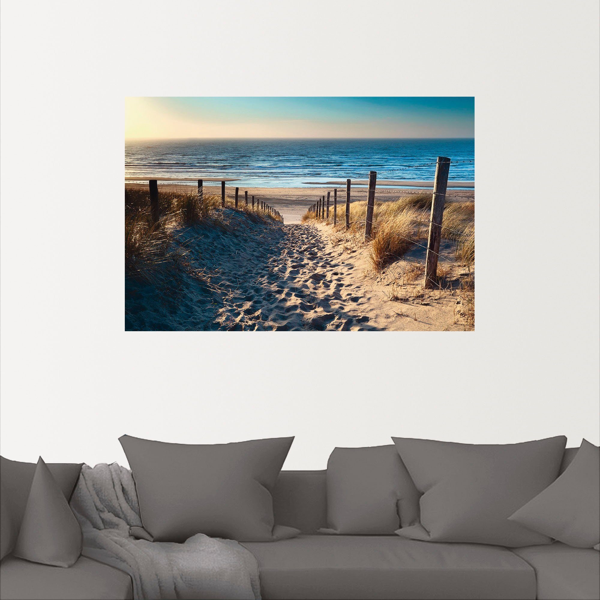 (1 Wandaufkleber Nordseestrand versch. Weg oder Artland zum Wandbild in als Poster Alubild, Größen Strand Leinwandbild, Sonnenuntergang, St),