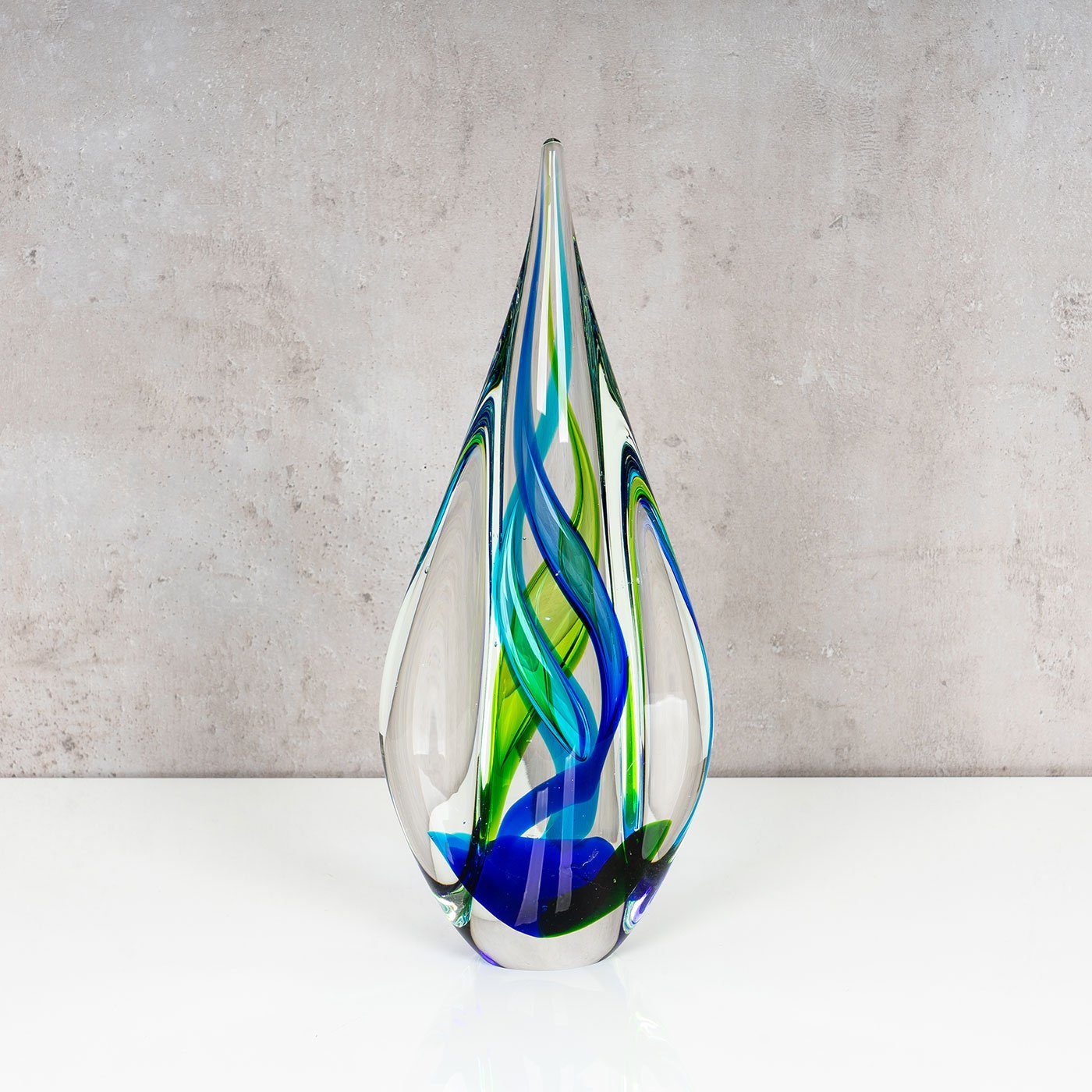 Levandeo® Skulptur, Designer Skulptur 34cm Blau Glasskulptur Hoch Glas Glasdeko Design