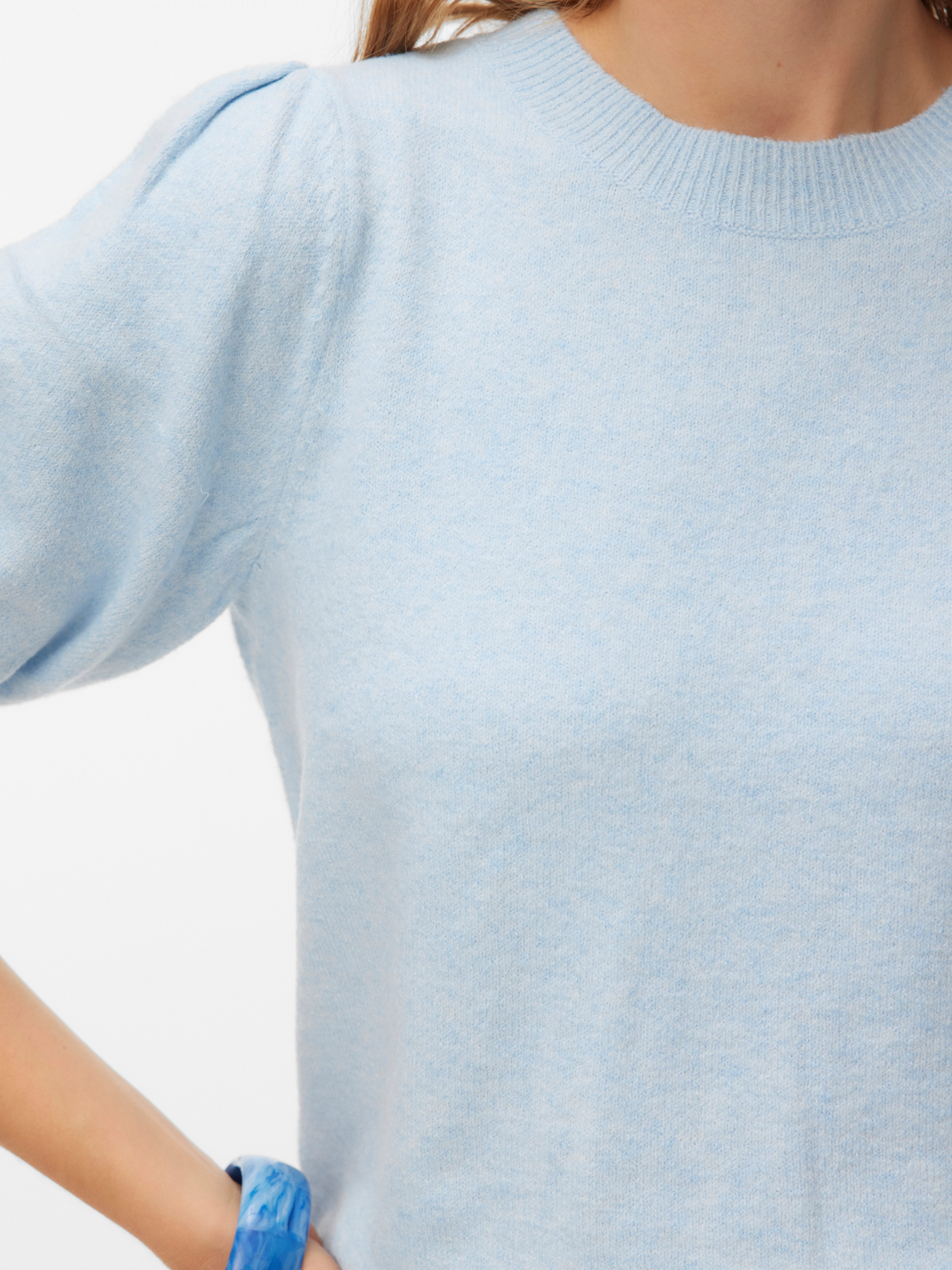 Vero Moda Rundhalspullover VMDOFFY 2/4 O-NECK PULLOVER GA NOOS mit kurzen Puffärmeln