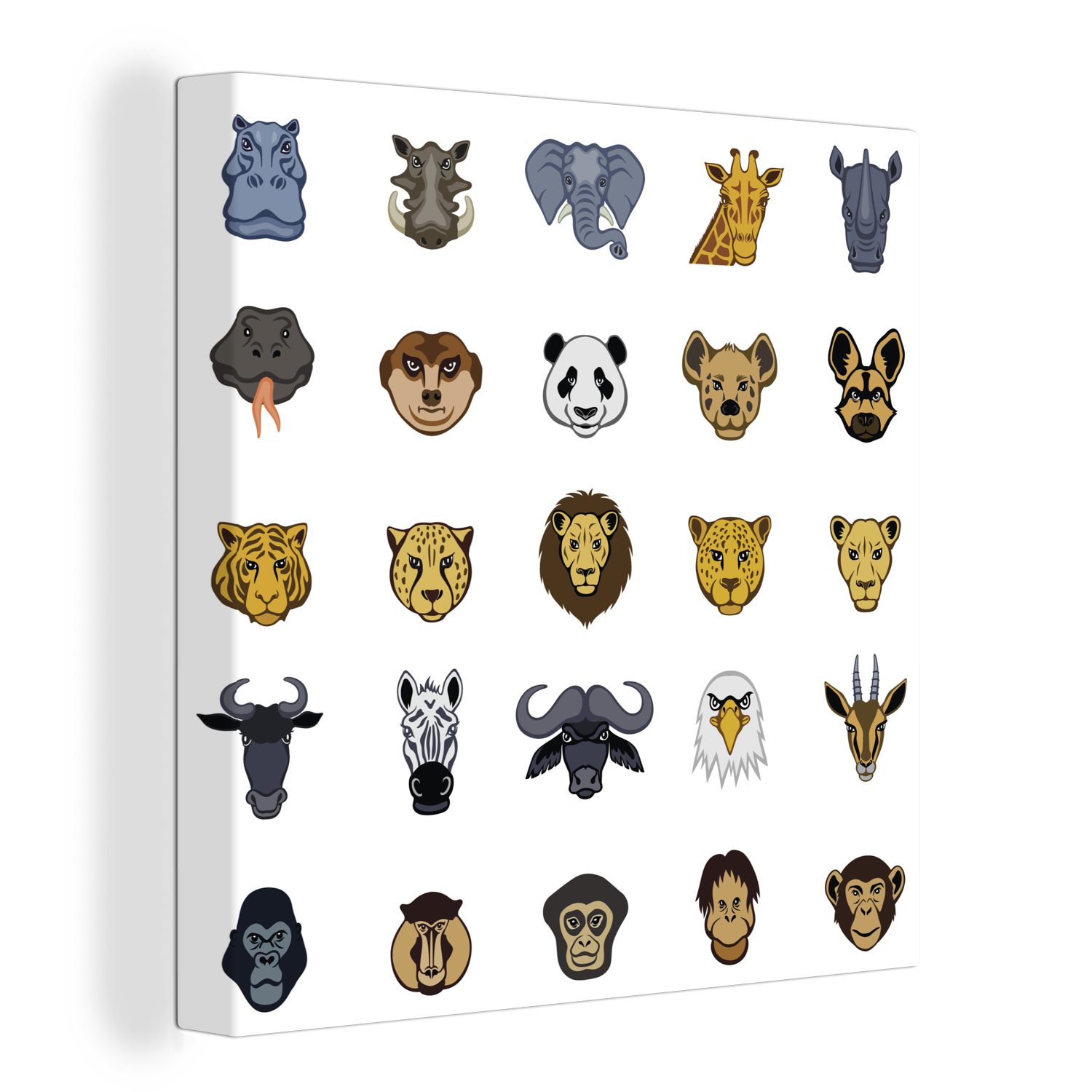 OneMillionCanvasses® Leinwandbild Eine Illustration der großen Fünf unter den Emoji, (1 St), Leinwand Bilder für Wohnzimmer Schlafzimmer
