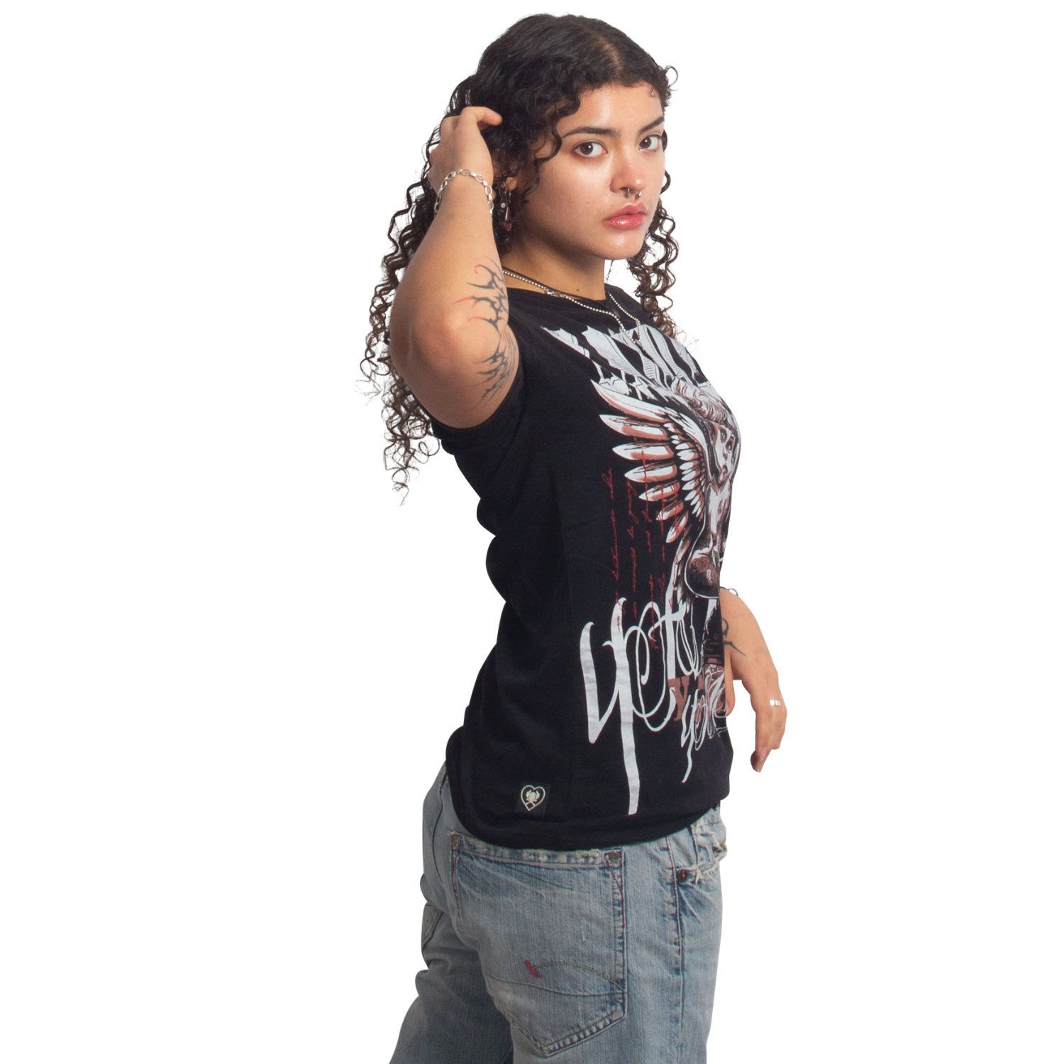 YAKUZA Rundhalsshirt Angel Gun mit Rippbündchen