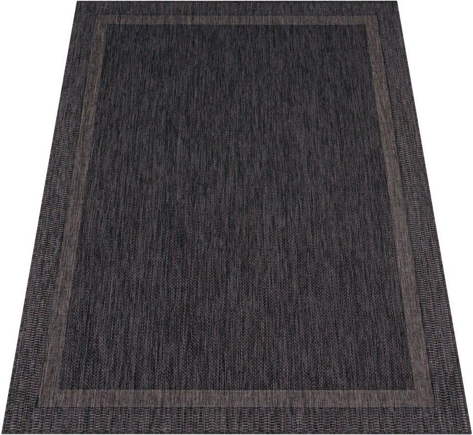 Teppich Roma 272, Paco Home, rechteckig, Höhe: 4 mm, Flachgewebe, meliert,  mit dezenter Bordüre, In- und Outdoor geeignet