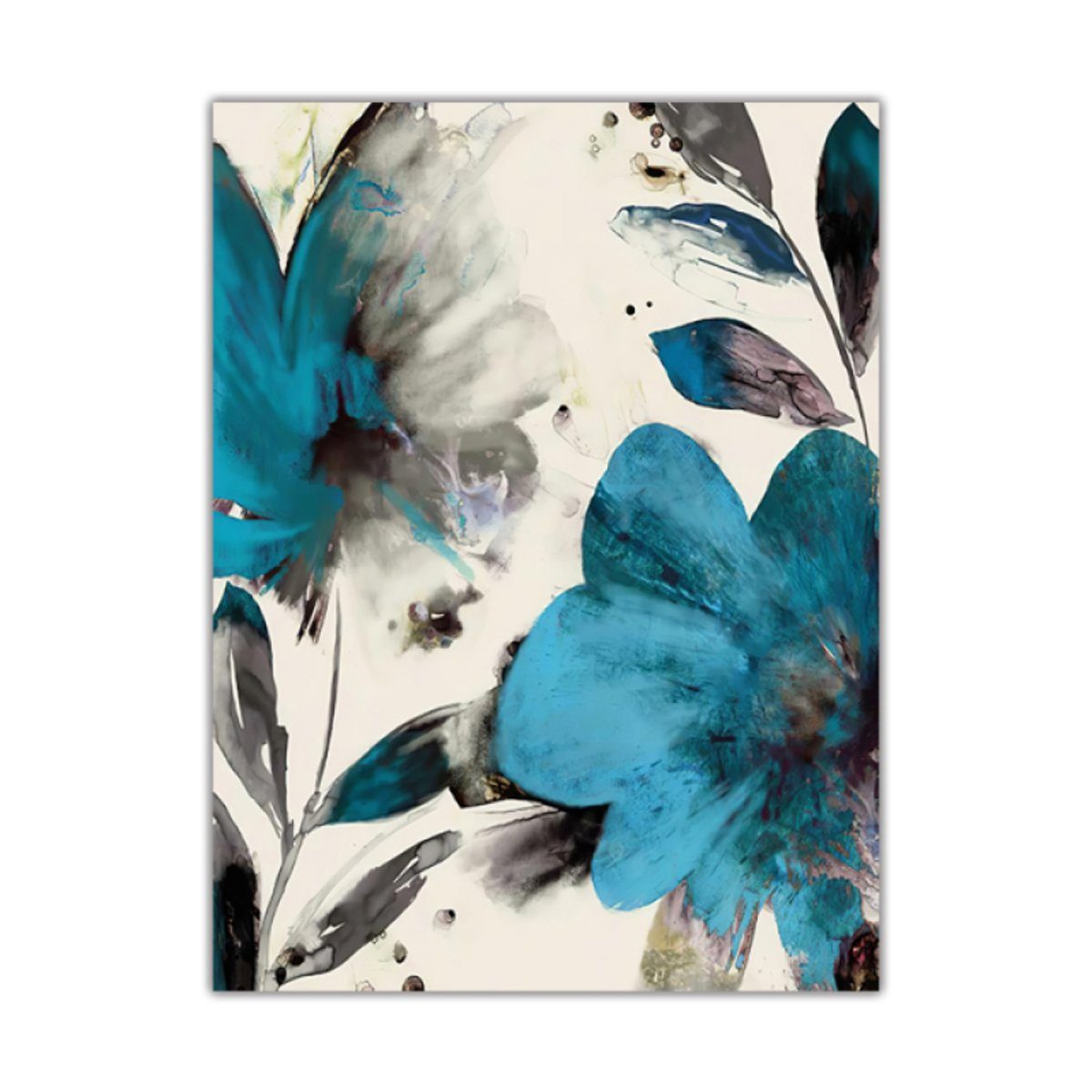 TPFLiving Kunstdruck (OHNE RAHMEN) Poster - Leinwand - Wandbild, Blaue Blumen -3 Motive in 17 Größen zur Auswahl - (Auch in DIN A4, DIN A3 und DIN A2 - Günstiges 3-er Set), Farben: Blau, Weiß - Größe: 13x18cm