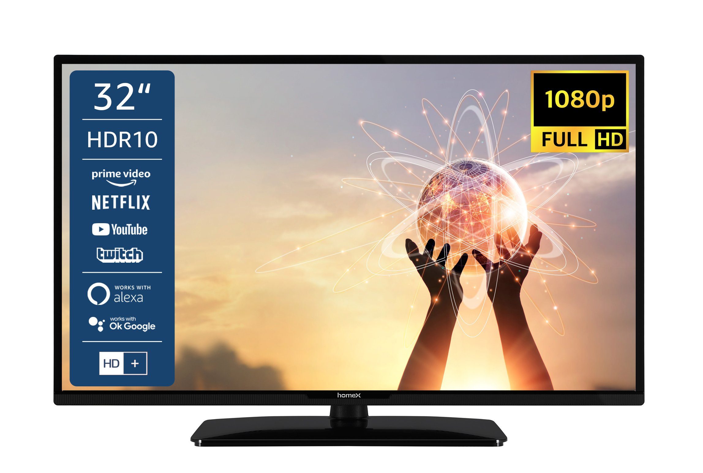 homeX F32ST2000 LCD-LED Fernseher (80 cm/32 Zoll, Full HD, Smart TV, HDR,  Triple-Tuner - 6 Monate HD+ inklusive)