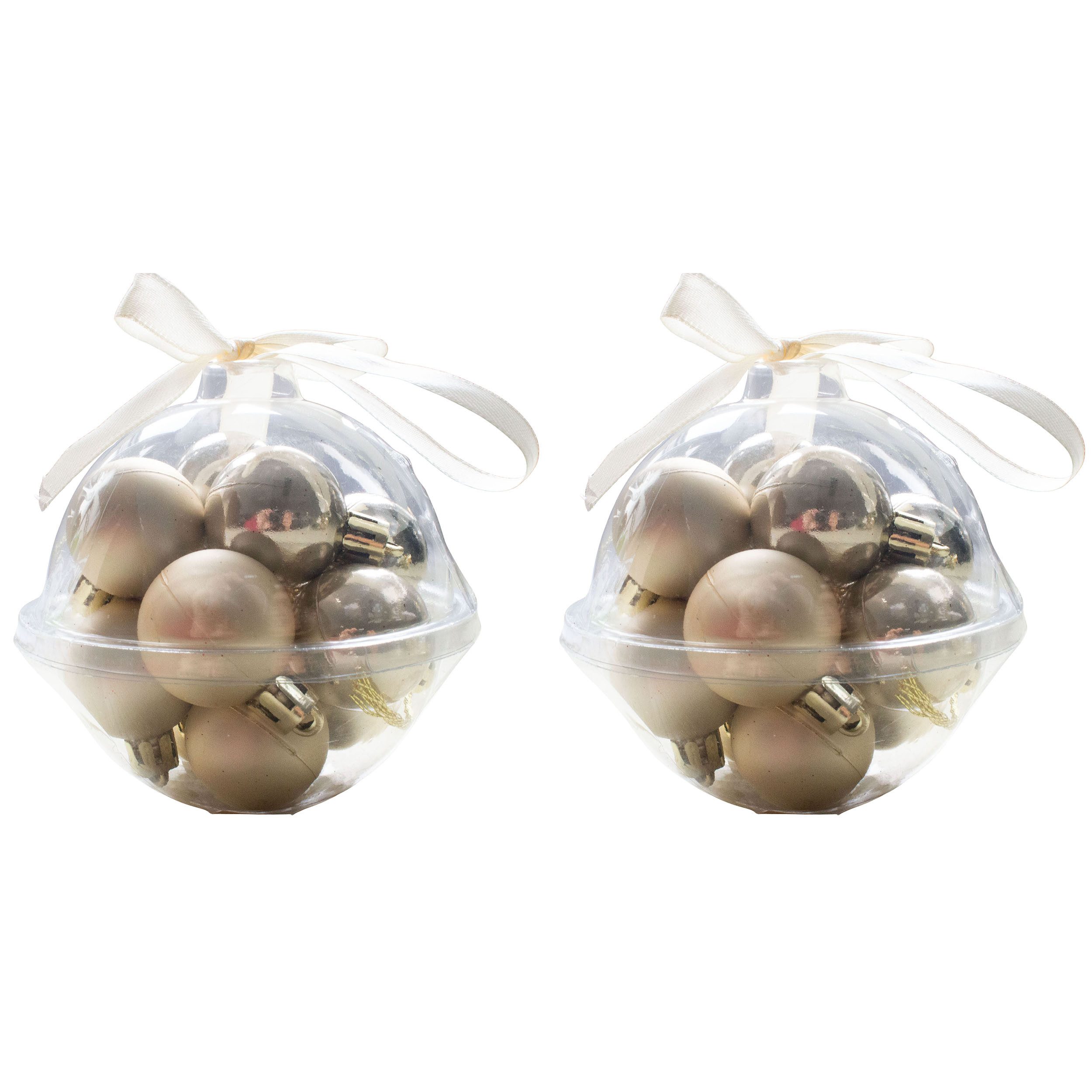 Annastore Weihnachtsbaumkugel 24 x Mini Baumkugeln Ø 3 cm zum Hängen - Bruchsicher aus Kunststoff, Kleine Christbaumkugeln aus Kunststoff