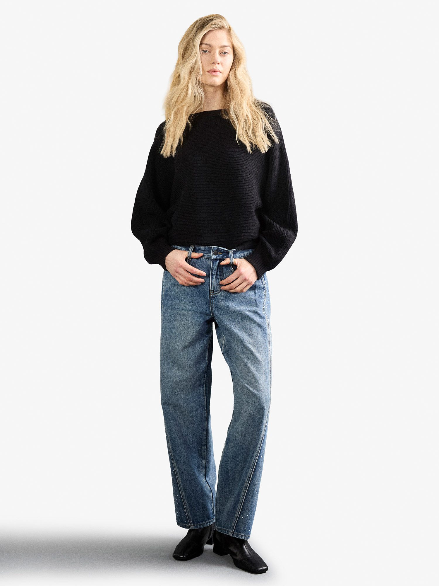 Apricot Weite Jeans Ayla Jeans mit Strass-Einsätzen im Barrel-Schnitt