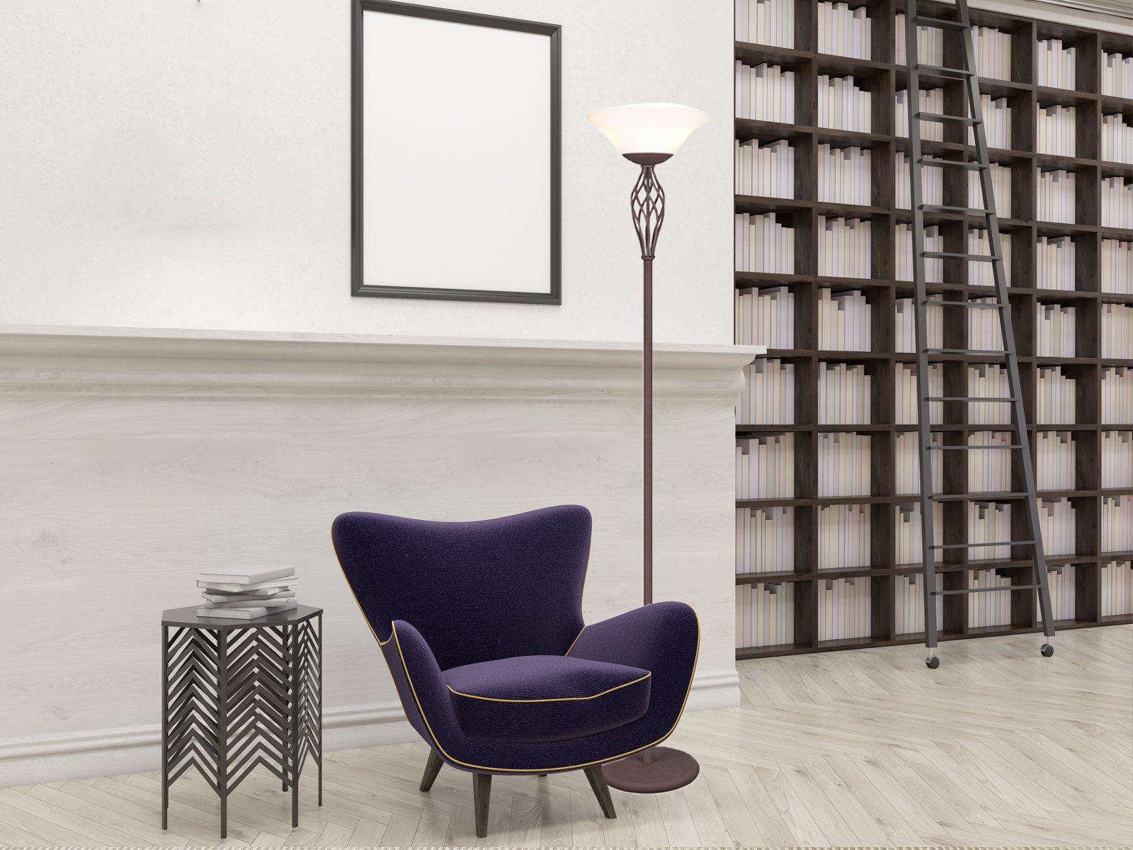 TRIO Leuchten LED Deckenfluter, Dimmfunktion, LED wechselbar, Warmweiß, Stehlampe im Landhaus-stil mit Glas Lampenschirm, Rostoptik, H: 180cm