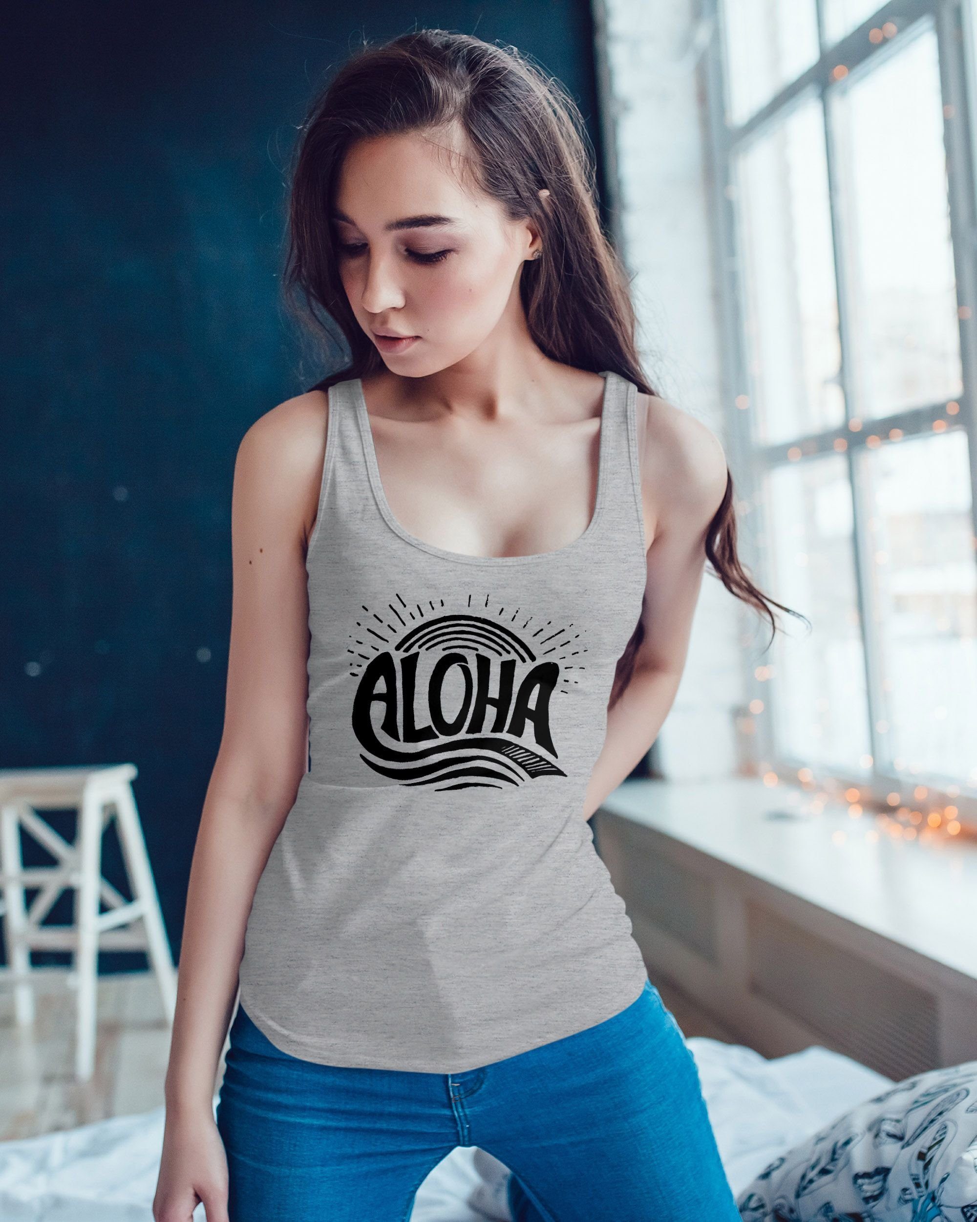 Neverless Tanktop Damen Tank-Top Aloha Wellen günstig online kaufen