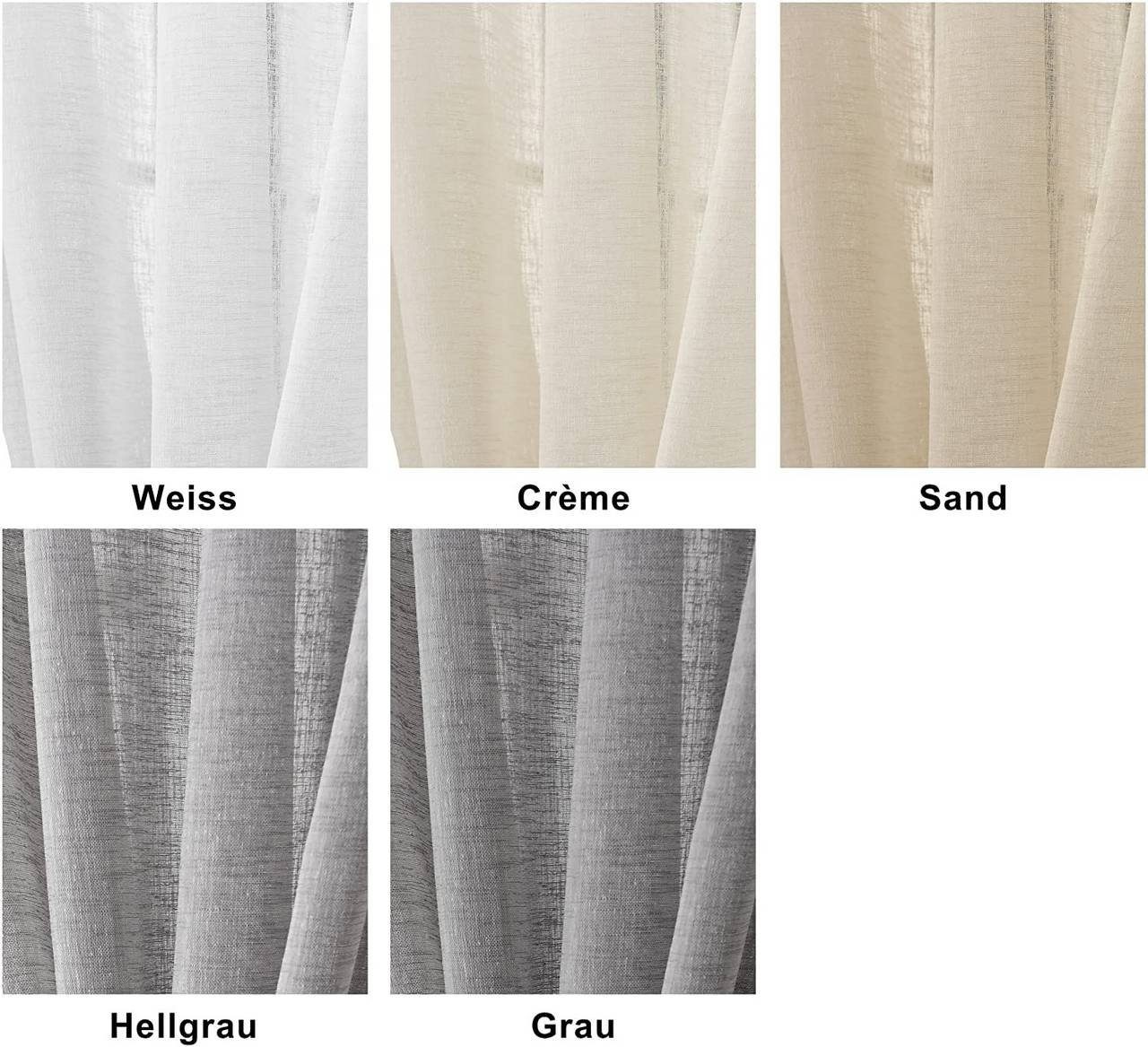 Woltu Gardine (2 St), halbtransparent, Gardinen halbtransparent mit Schlaufen Leinen Optik