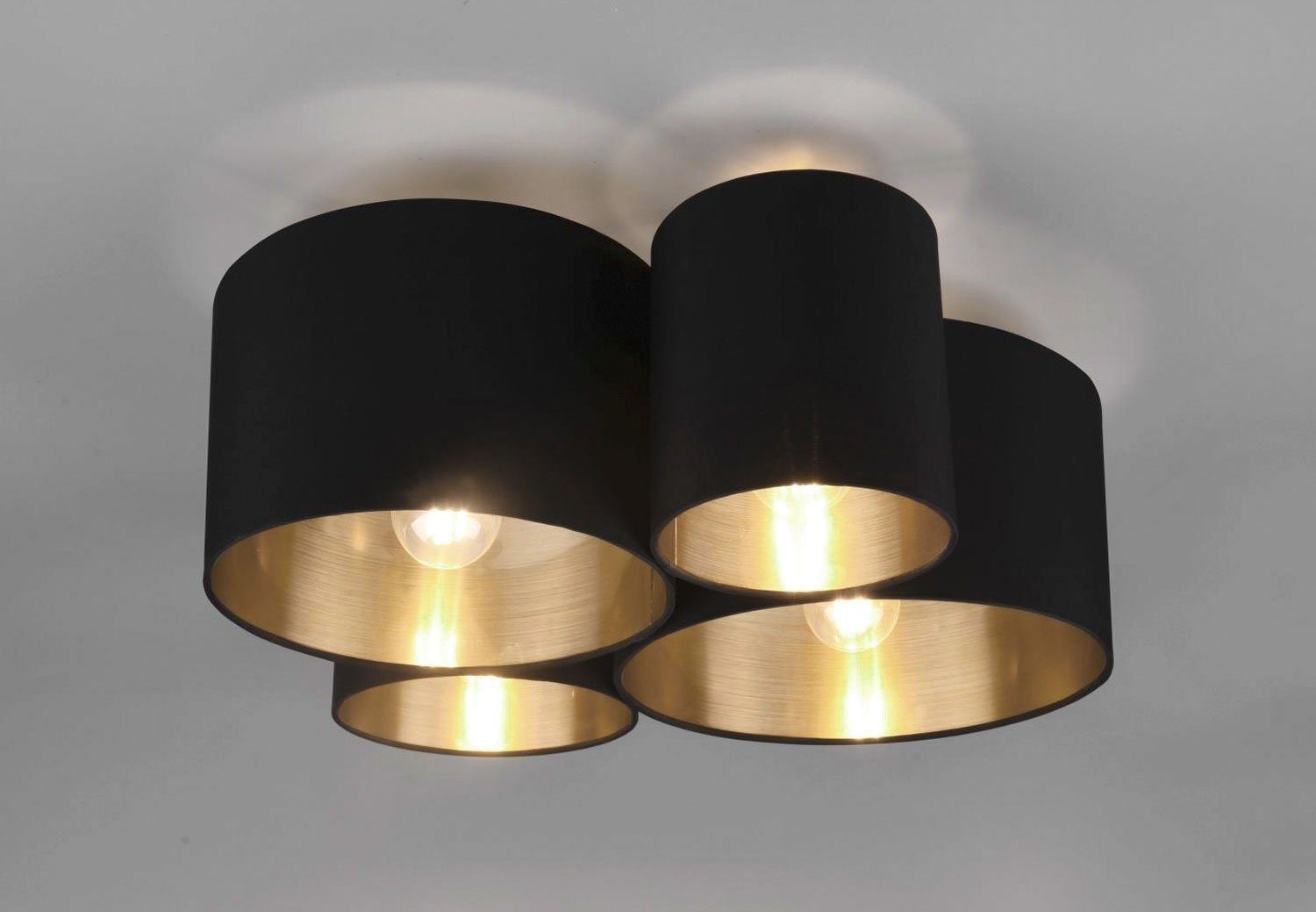 Reality Leuchten Deckenleuchte CARLTON, 4-flammig, Goldfarben, Schwarz, ohn günstig online kaufen