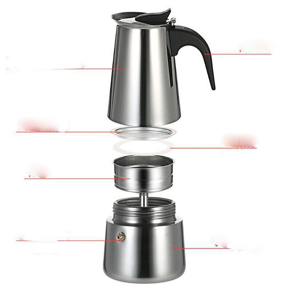 GarveeMore Topf-Set Kochfeld Espressomaschine, Moka Topf aus Edelstahl