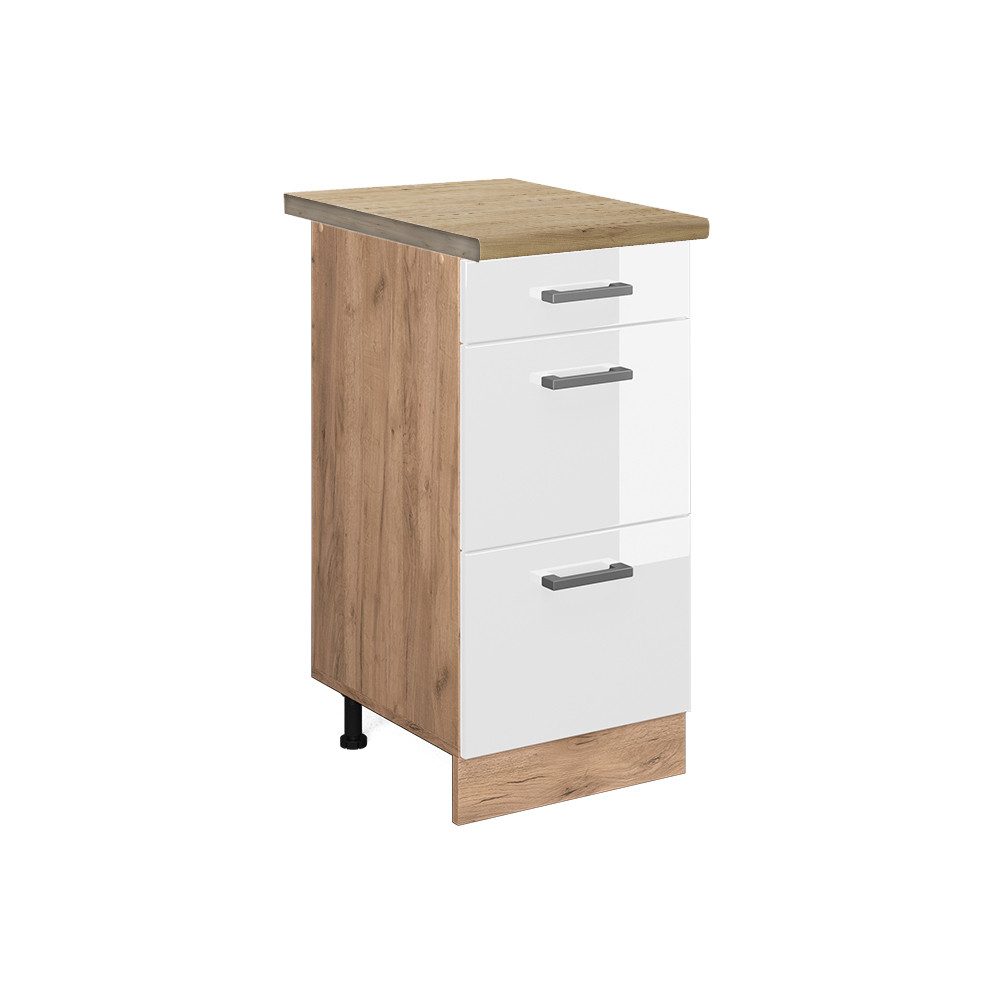 Vicco Unterschrank R-Line, Weiß Hochglanz/Goldkraft Eiche, günstig online kaufen