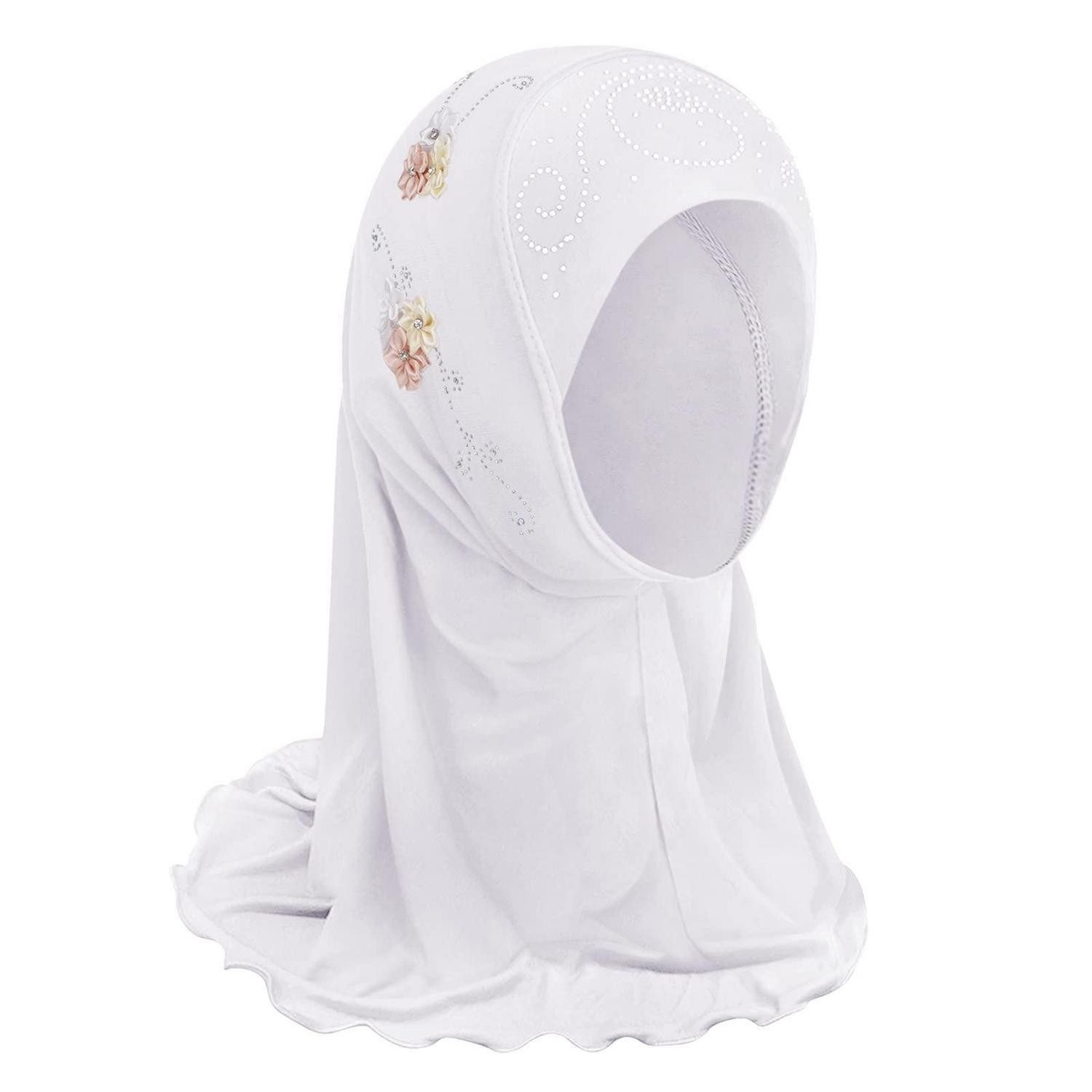 LuxusKollektion Kopftuch Kopftuch Mädchen Blumen Stretch Turban Weiß, (1-St)